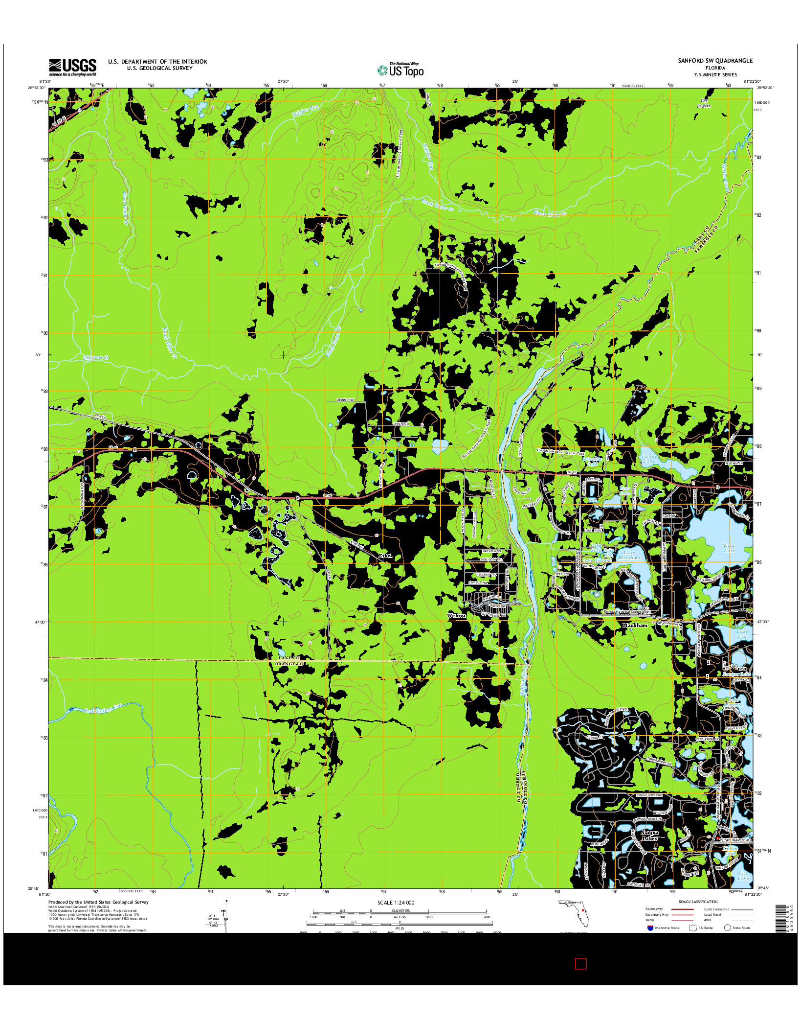 USGS US TOPO 7.5-MINUTE MAP FOR SANFORD SW, FL 2015