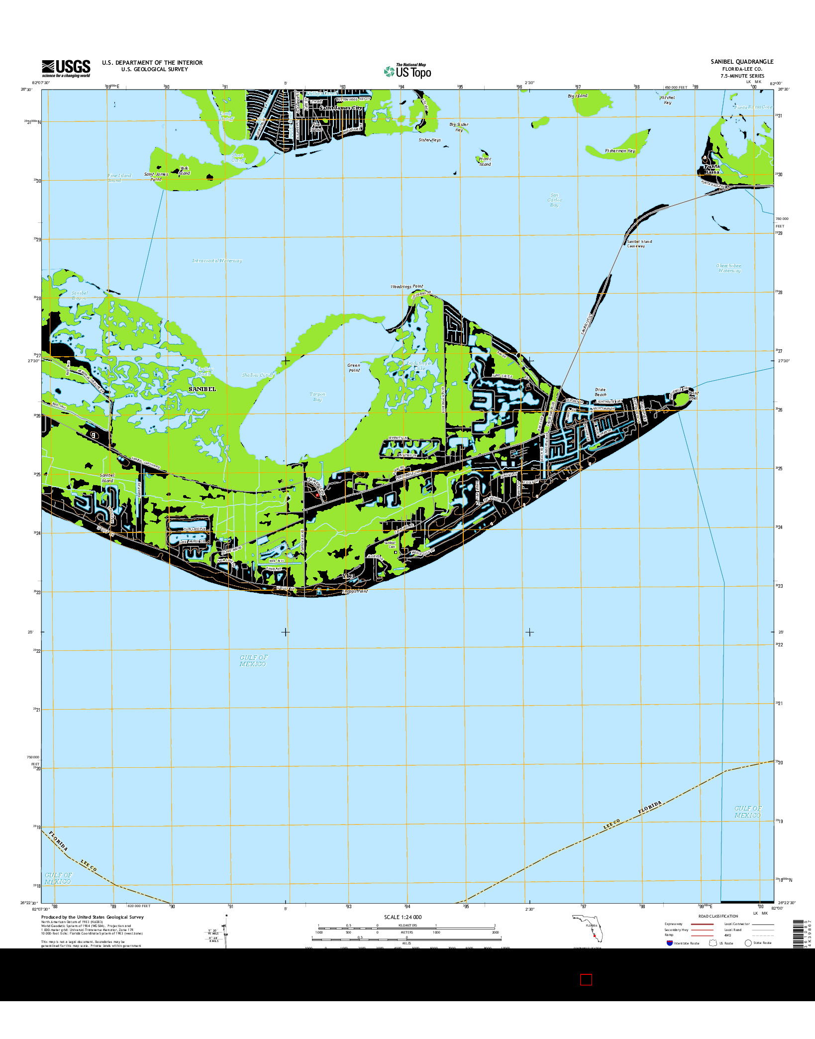 USGS US TOPO 7.5-MINUTE MAP FOR SANIBEL, FL 2015