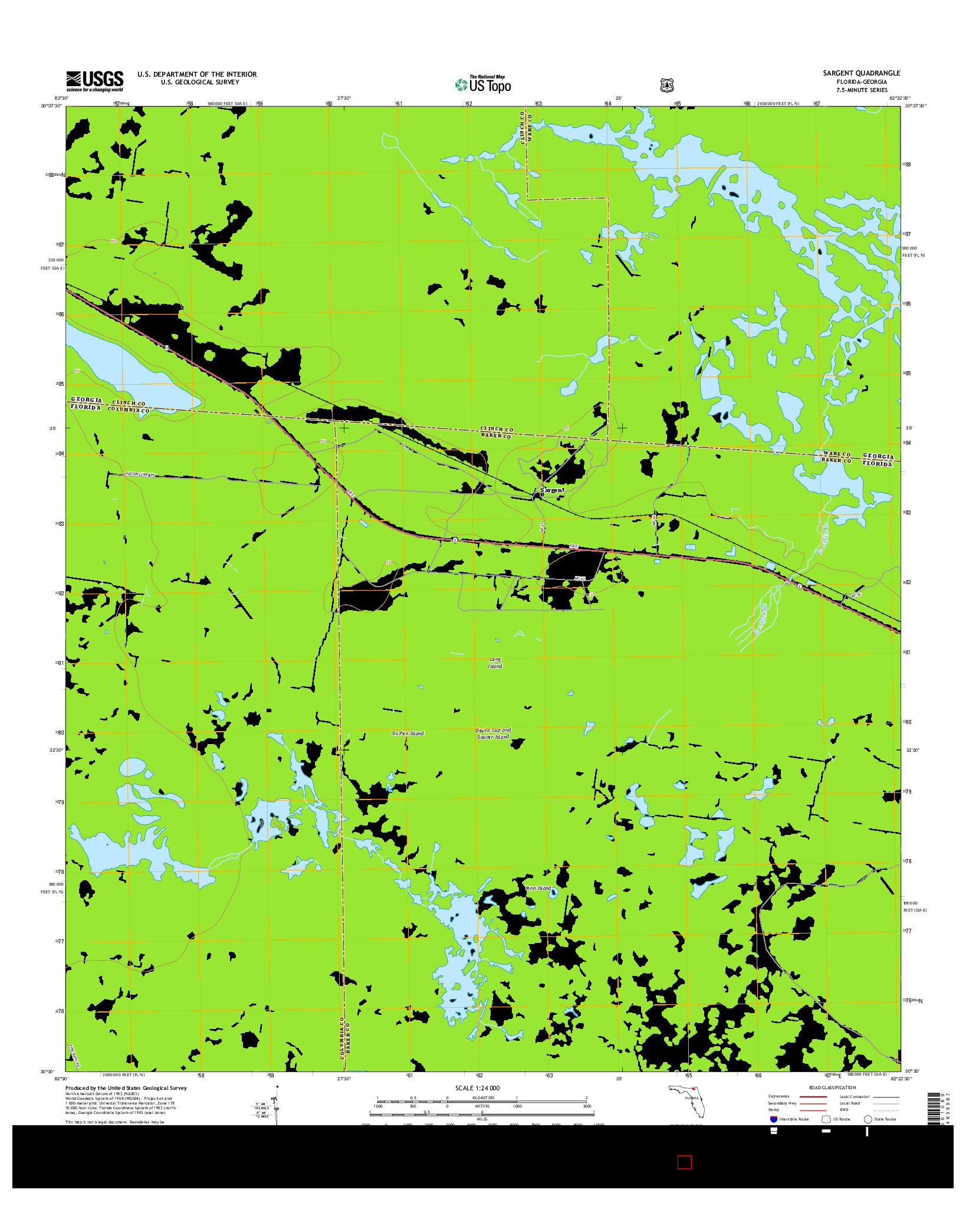 USGS US TOPO 7.5-MINUTE MAP FOR SARGENT, FL-GA 2015