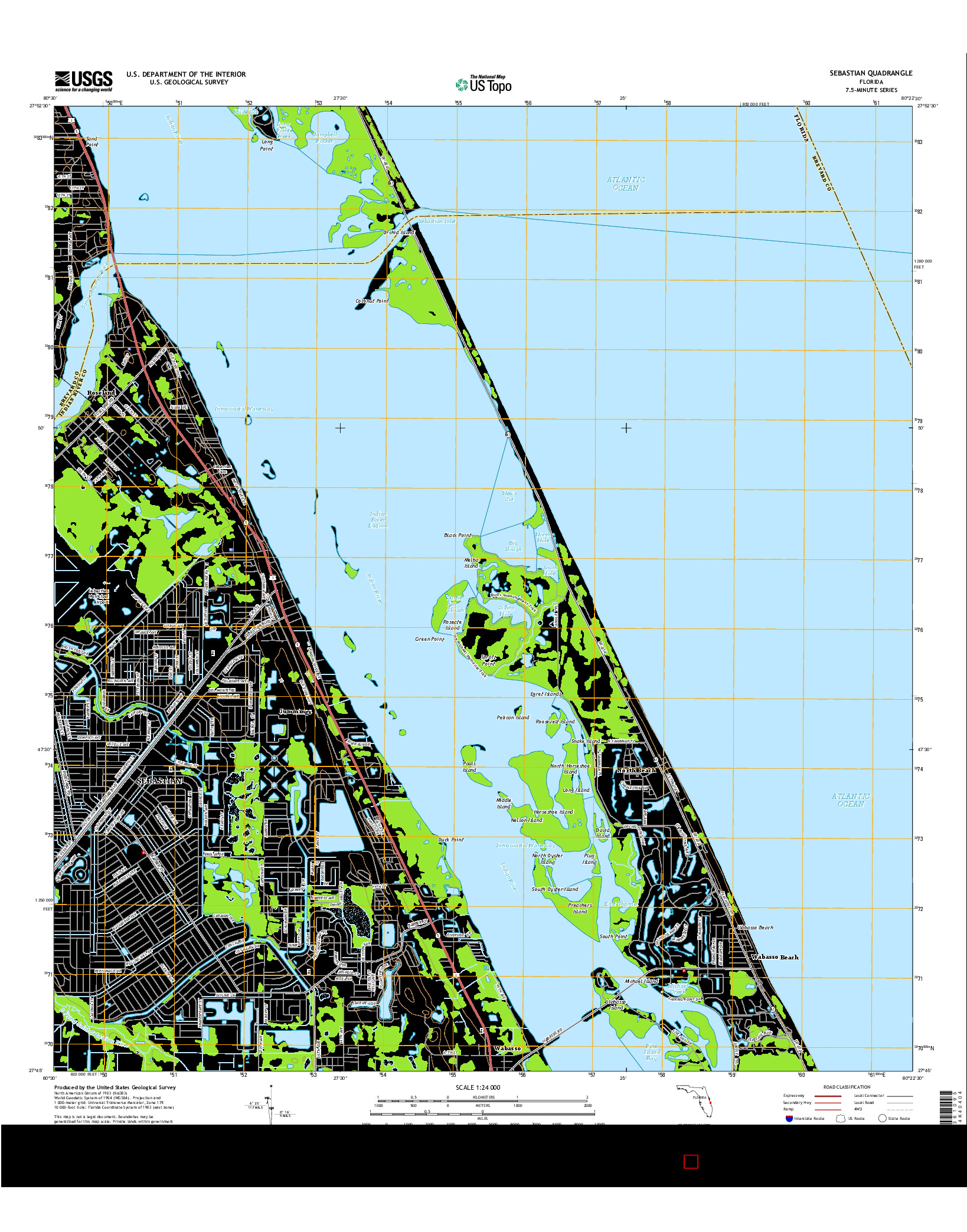 USGS US TOPO 7.5-MINUTE MAP FOR SEBASTIAN, FL 2015