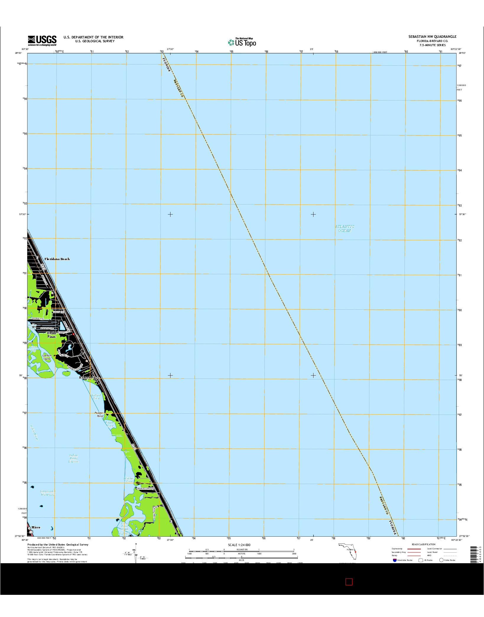 USGS US TOPO 7.5-MINUTE MAP FOR SEBASTIAN NW, FL 2015