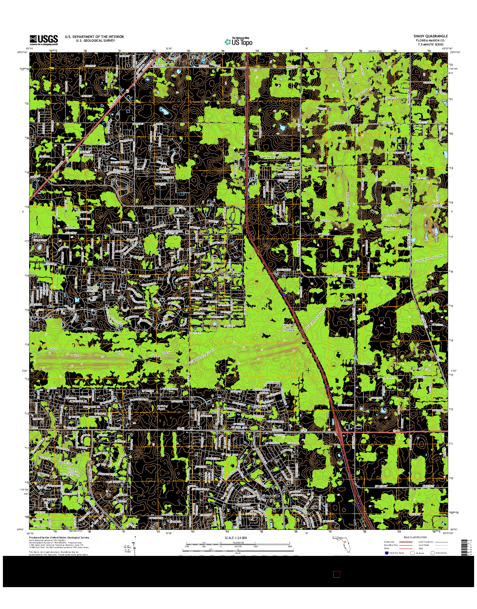 USGS US TOPO 7.5-MINUTE MAP FOR SHADY, FL 2015