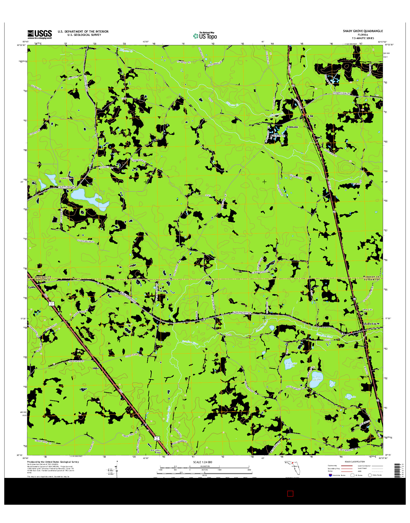 USGS US TOPO 7.5-MINUTE MAP FOR SHADY GROVE, FL 2015