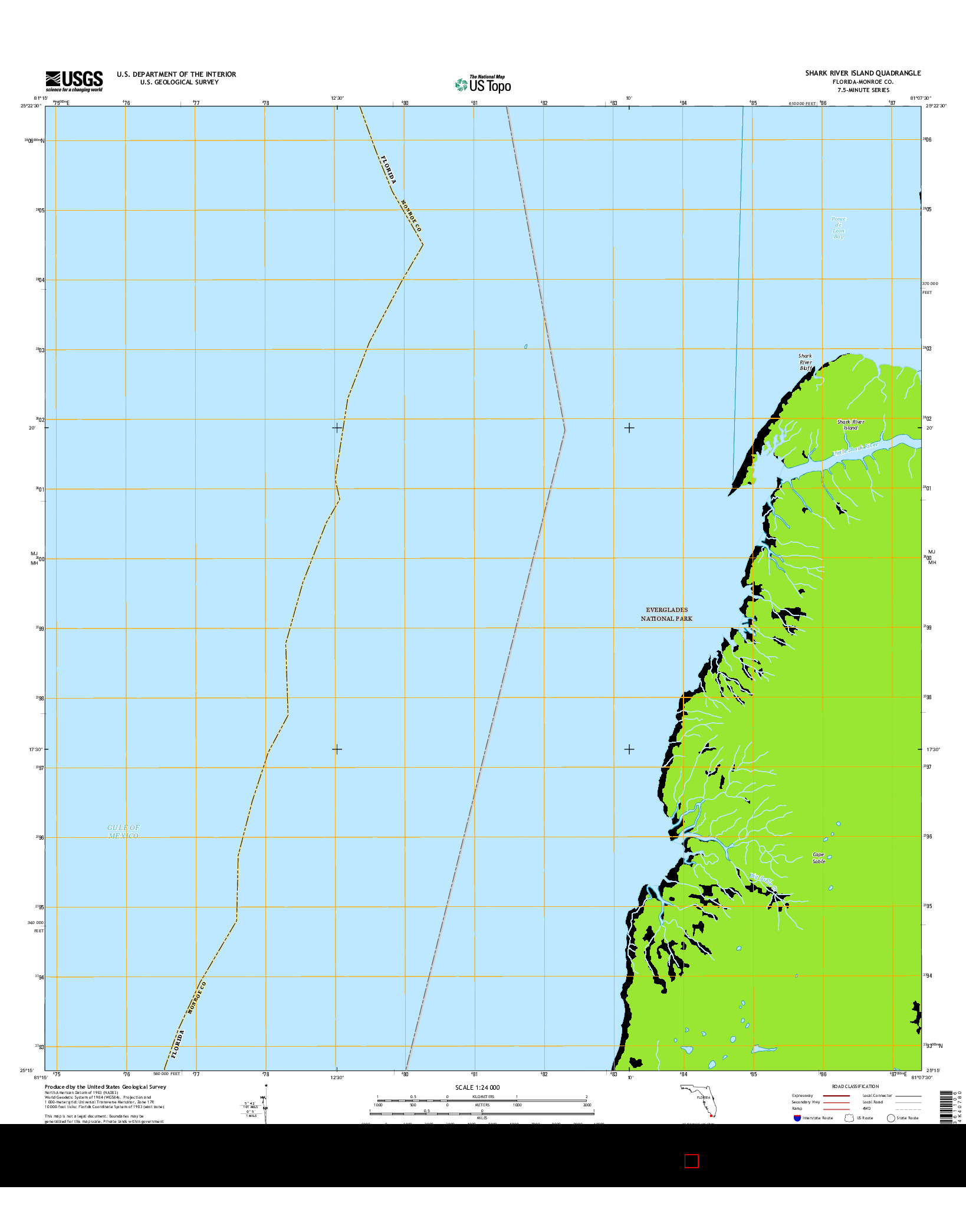 USGS US TOPO 7.5-MINUTE MAP FOR SHARK RIVER ISLAND, FL 2015