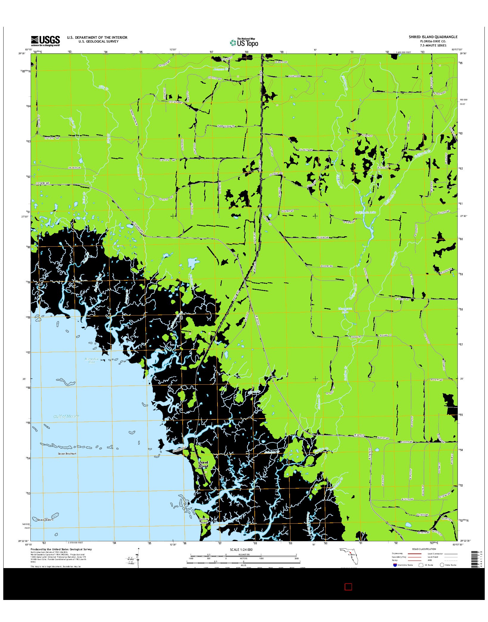 USGS US TOPO 7.5-MINUTE MAP FOR SHIRED ISLAND, FL 2015
