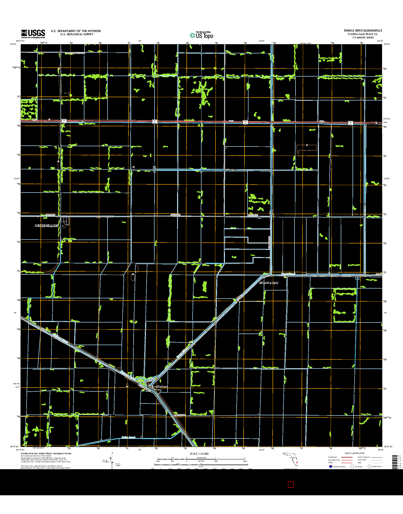 USGS US TOPO 7.5-MINUTE MAP FOR SIXMILE BEND, FL 2015