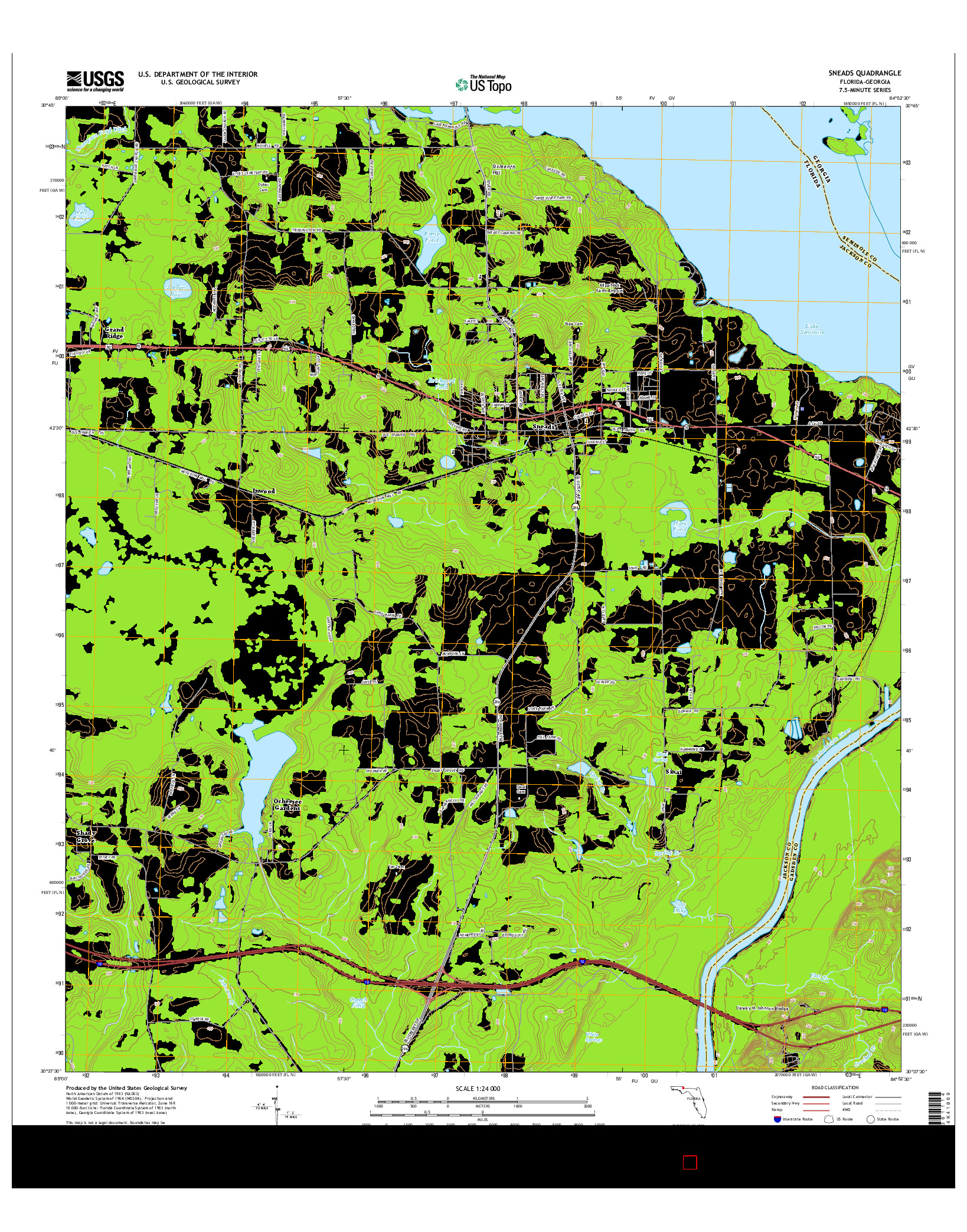 USGS US TOPO 7.5-MINUTE MAP FOR SNEADS, FL-GA 2015