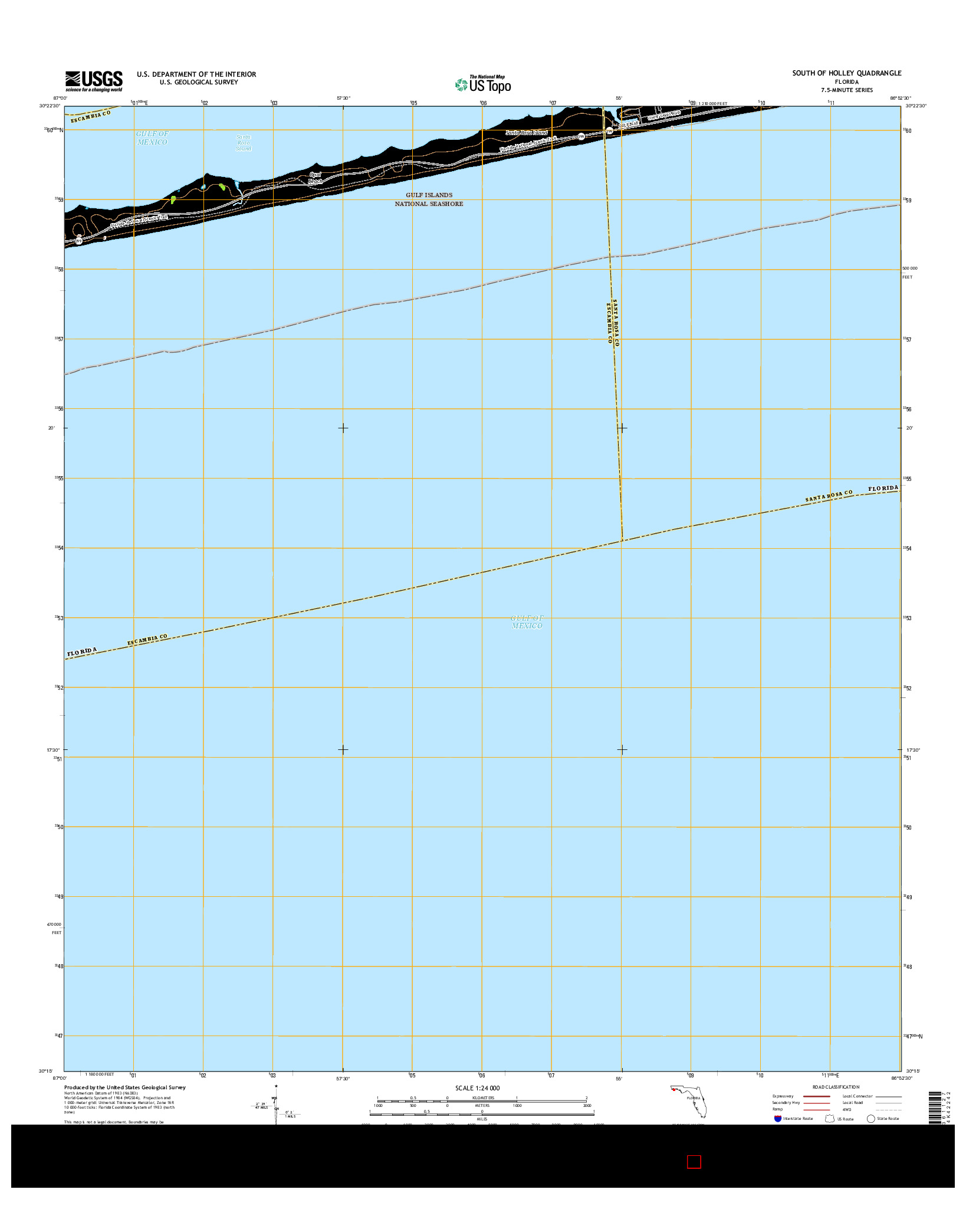 USGS US TOPO 7.5-MINUTE MAP FOR SOUTH OF HOLLEY, FL 2015