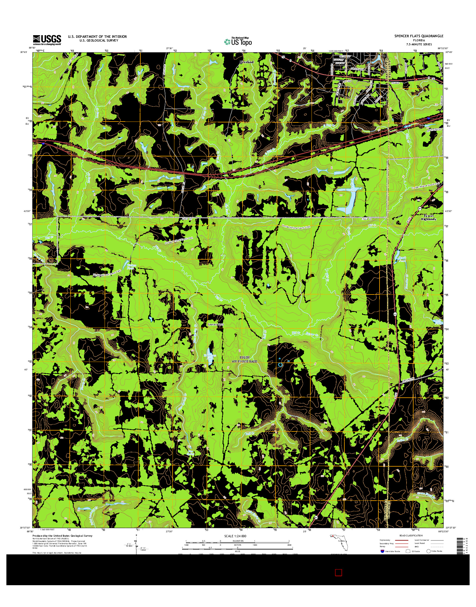 USGS US TOPO 7.5-MINUTE MAP FOR SPENCER FLATS, FL 2015