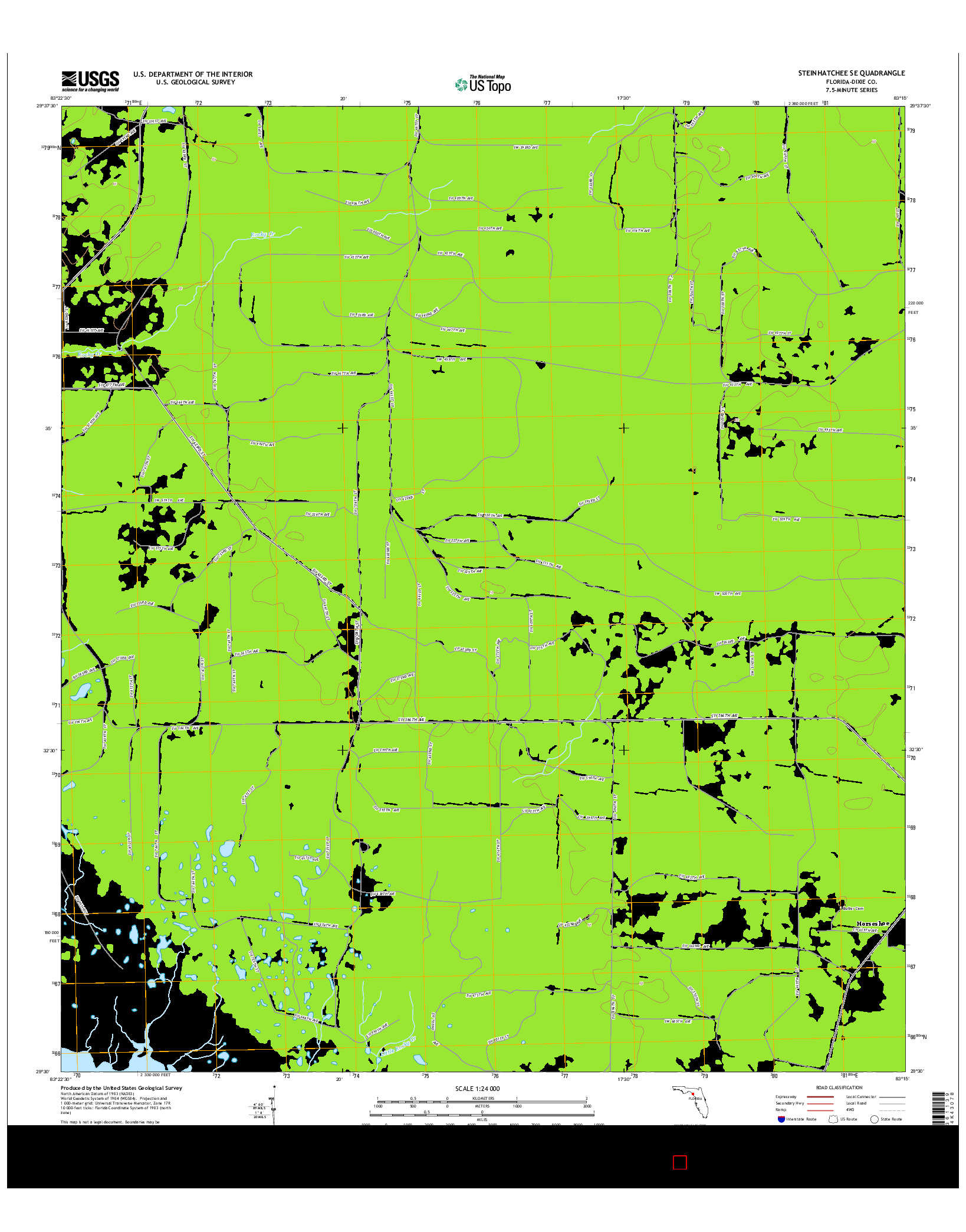 USGS US TOPO 7.5-MINUTE MAP FOR STEINHATCHEE SE, FL 2015