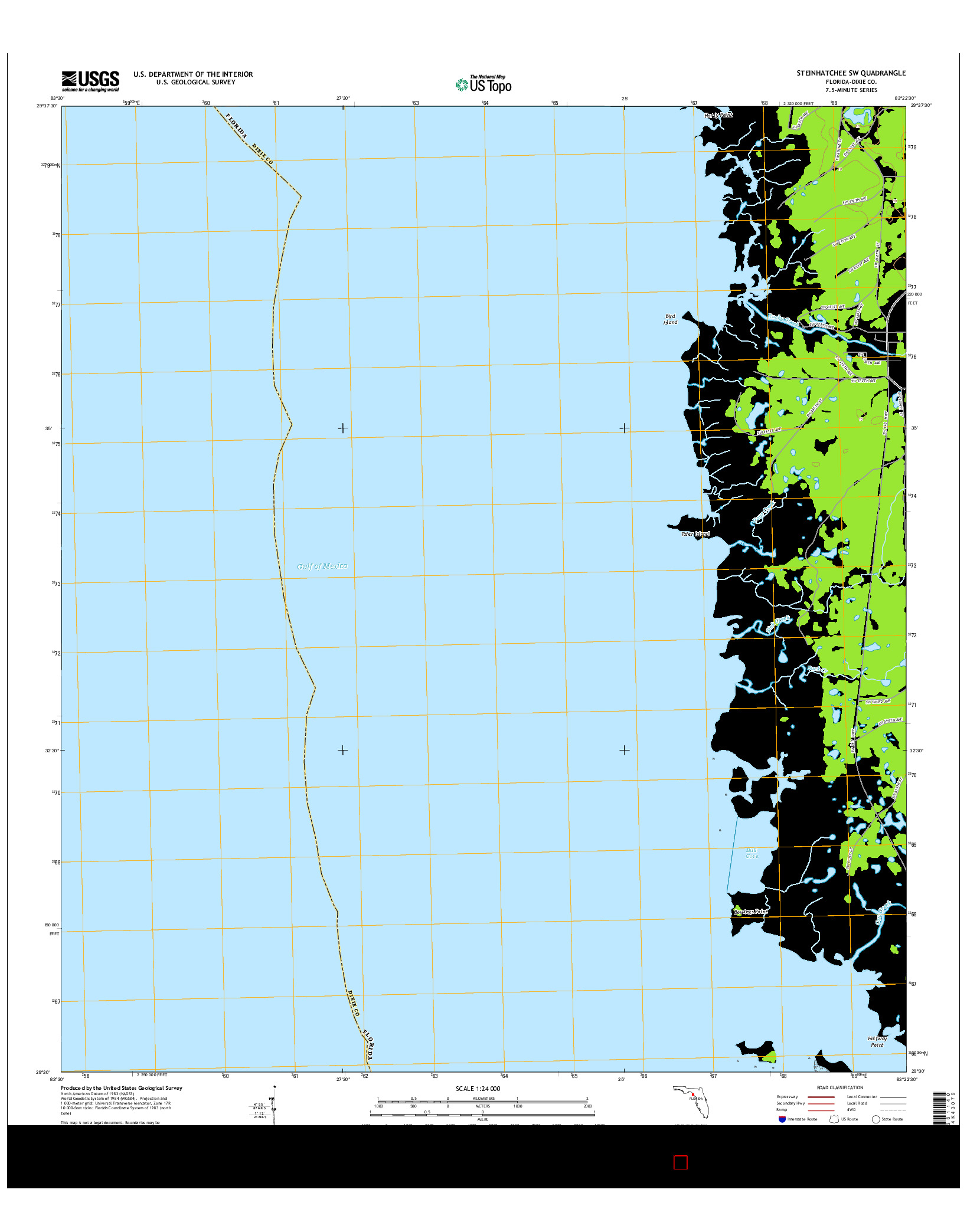 USGS US TOPO 7.5-MINUTE MAP FOR STEINHATCHEE SW, FL 2015