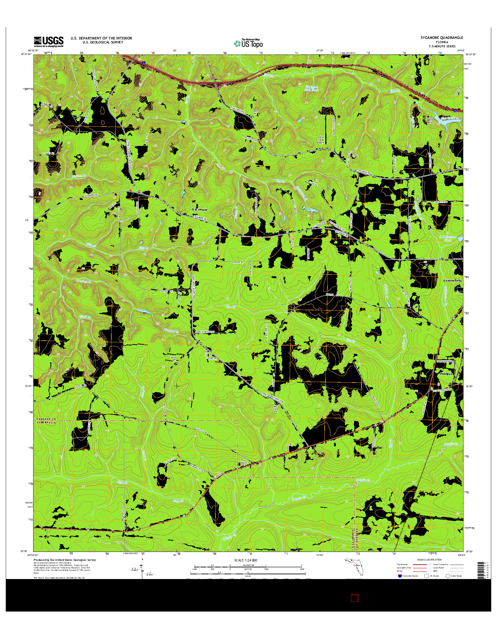 USGS US TOPO 7.5-MINUTE MAP FOR SYCAMORE, FL 2015
