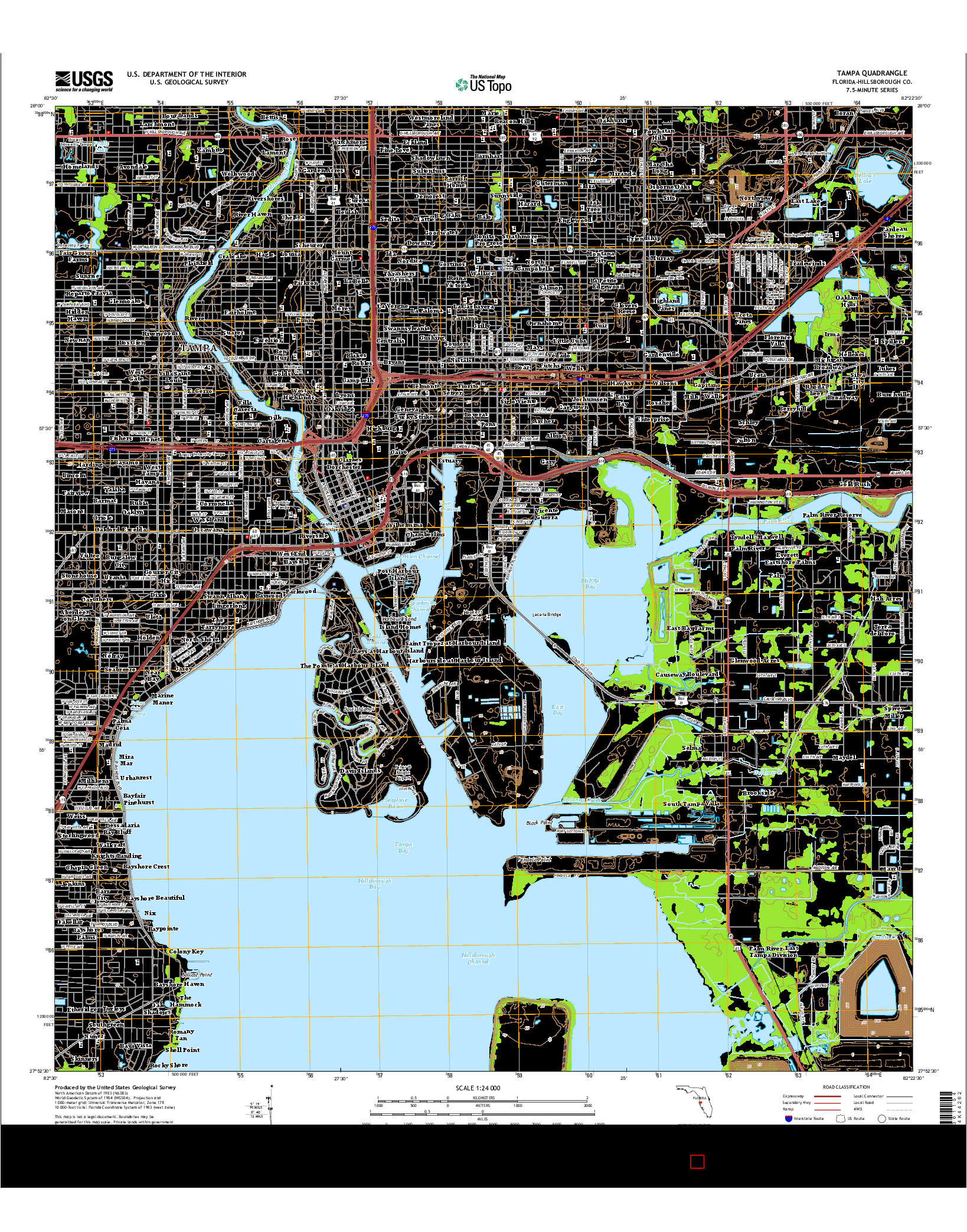 USGS US TOPO 7.5-MINUTE MAP FOR TAMPA, FL 2015