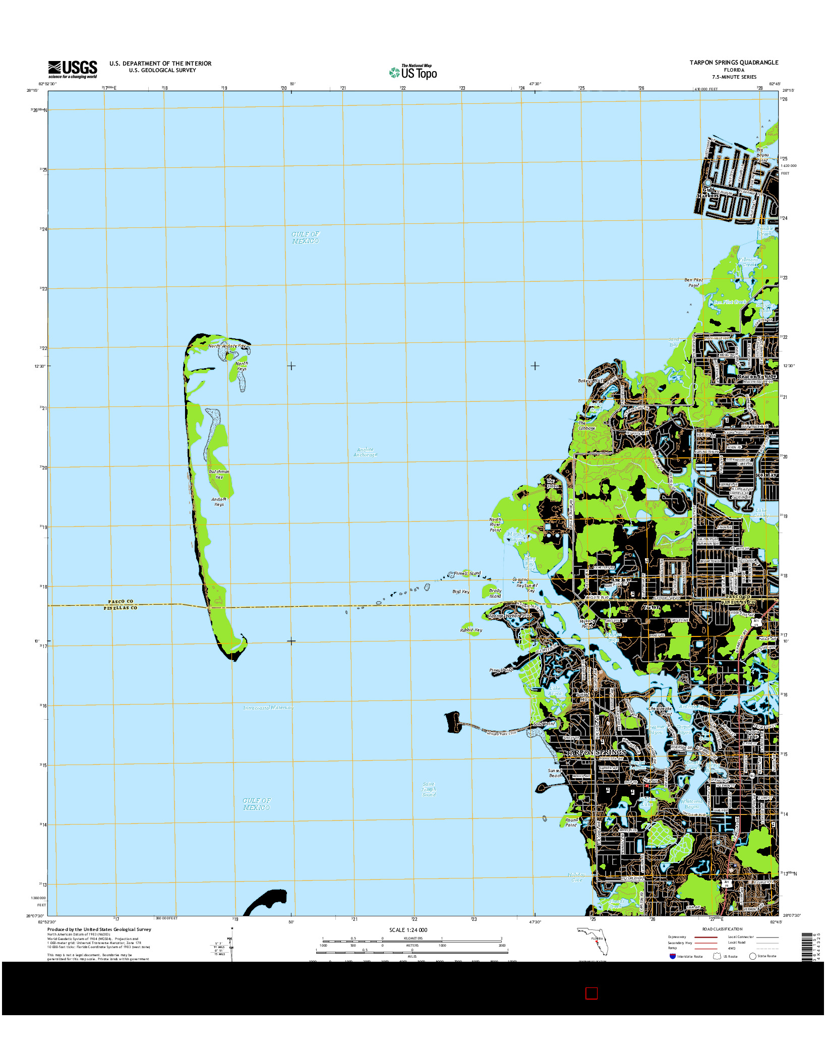 USGS US TOPO 7.5-MINUTE MAP FOR TARPON SPRINGS, FL 2015