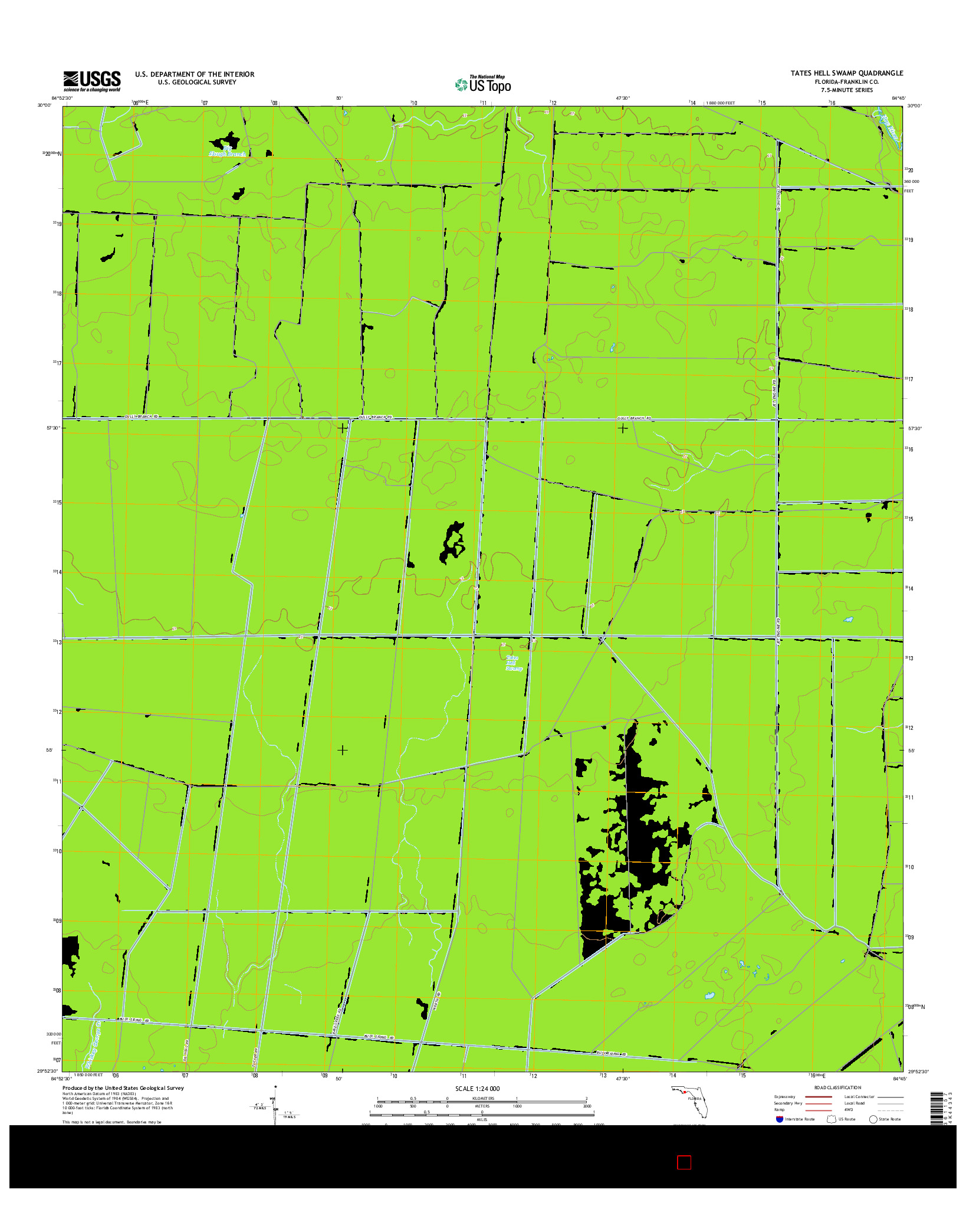 USGS US TOPO 7.5-MINUTE MAP FOR TATES HELL SWAMP, FL 2015