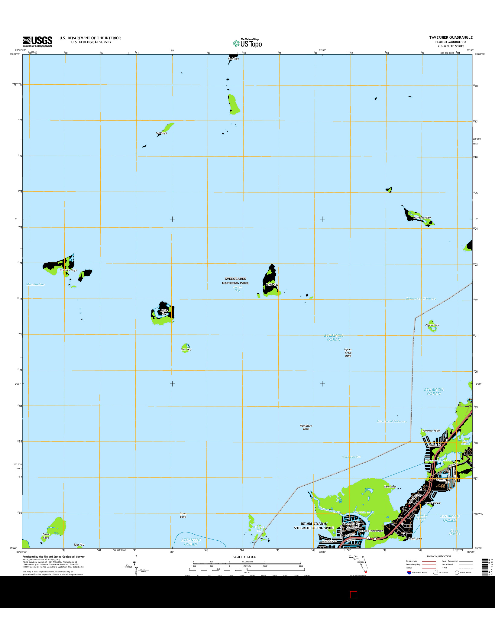 USGS US TOPO 7.5-MINUTE MAP FOR TAVERNIER, FL 2015