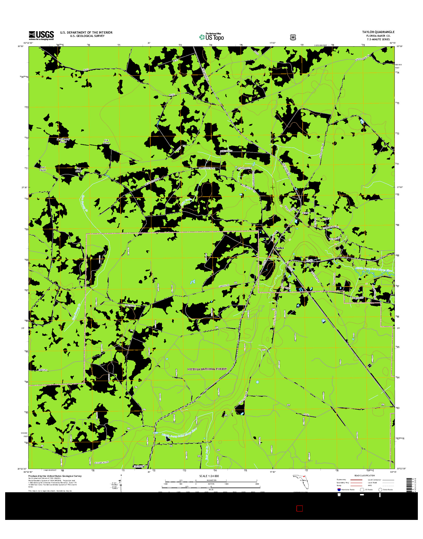 USGS US TOPO 7.5-MINUTE MAP FOR TAYLOR, FL 2015