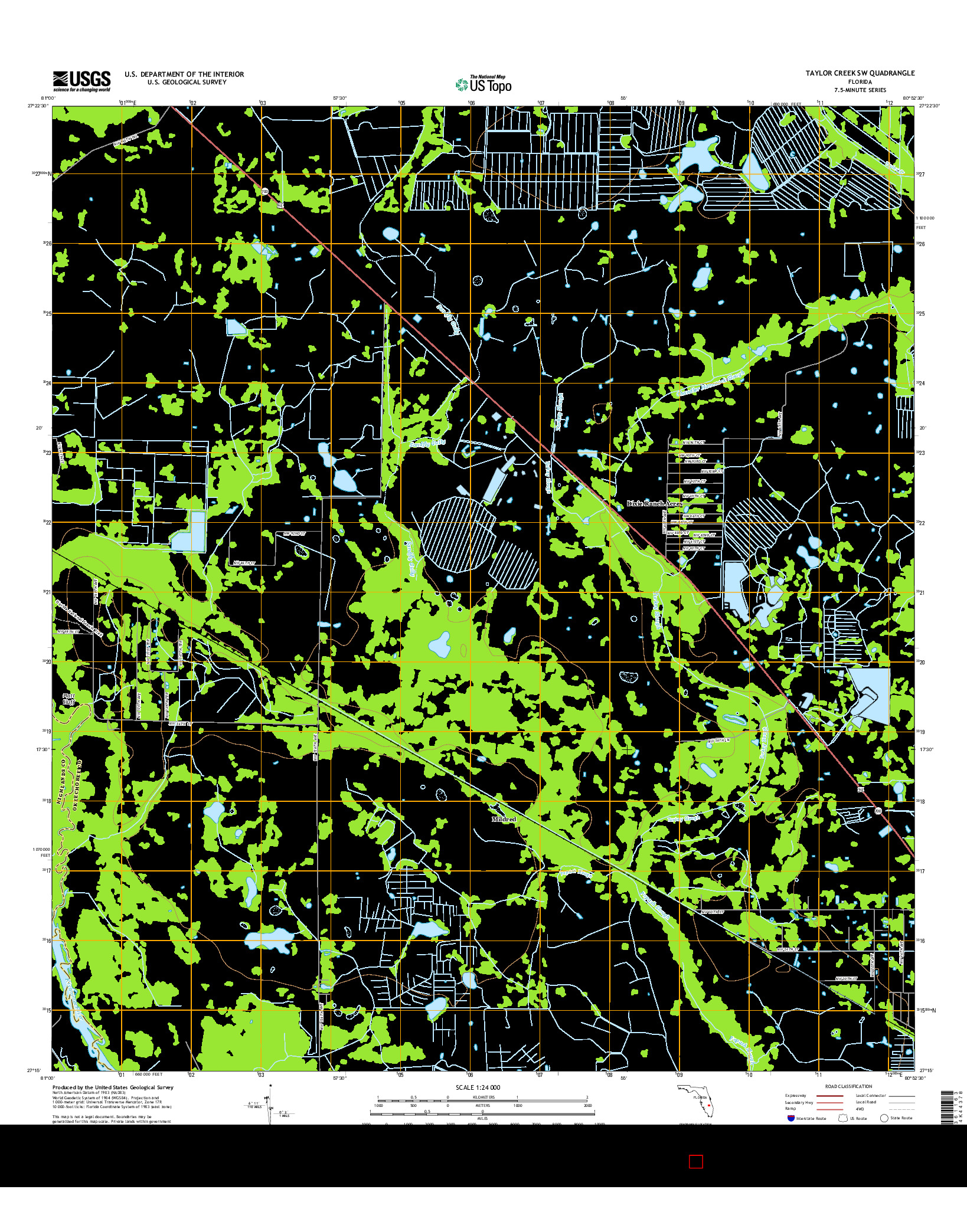 USGS US TOPO 7.5-MINUTE MAP FOR TAYLOR CREEK SW, FL 2015