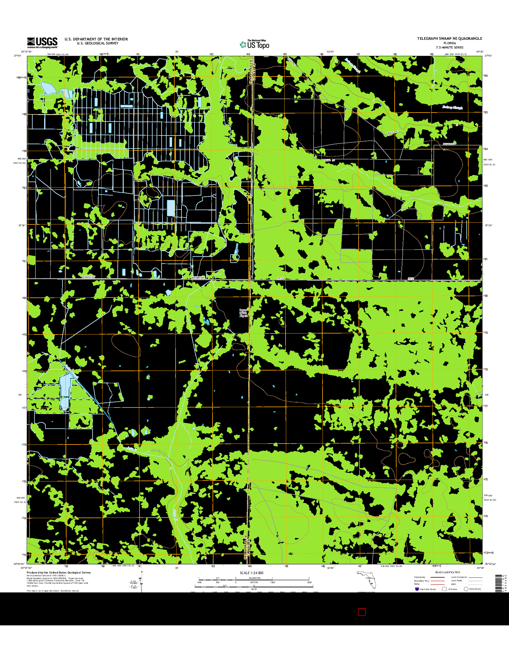 USGS US TOPO 7.5-MINUTE MAP FOR TELEGRAPH SWAMP NE, FL 2015