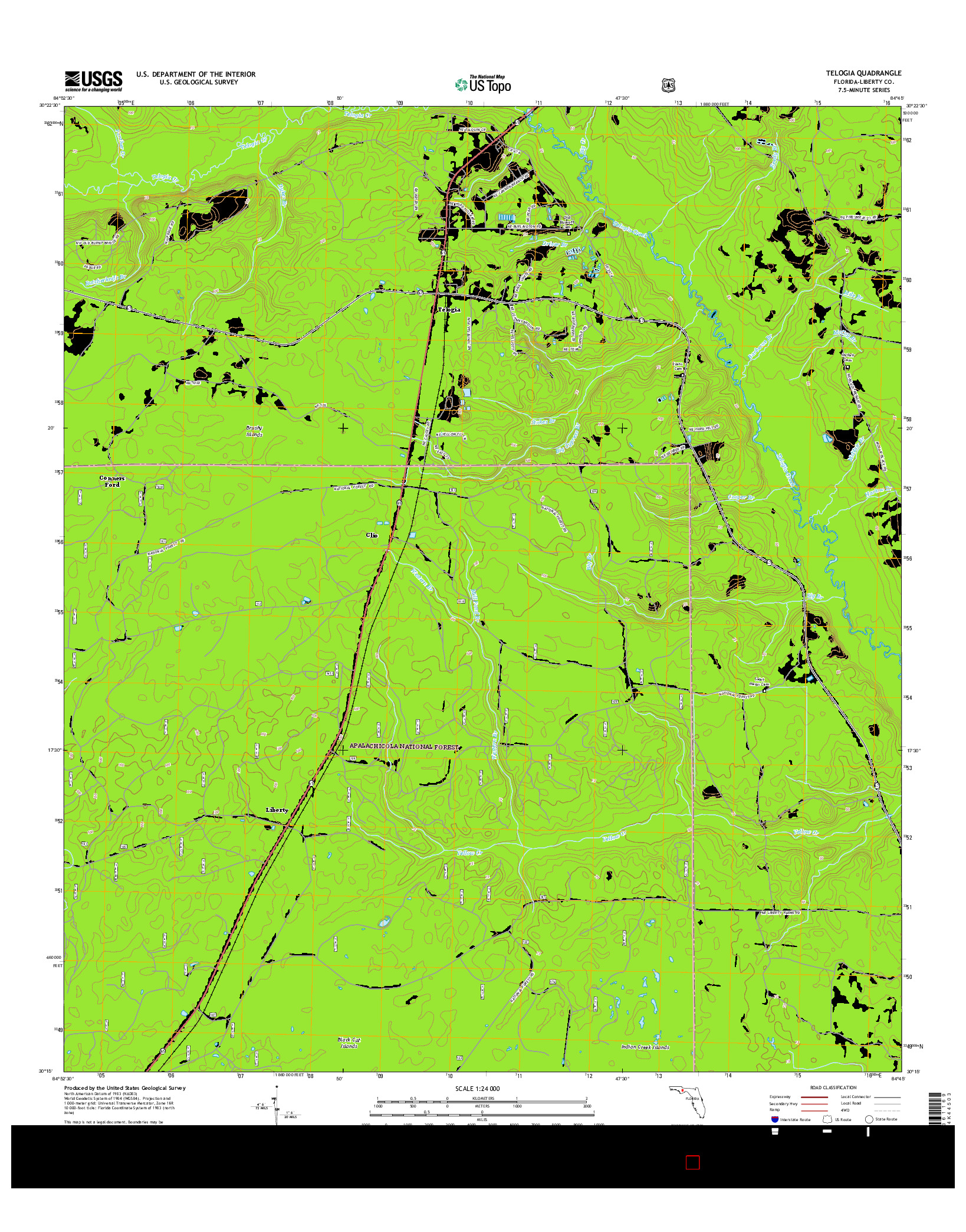 USGS US TOPO 7.5-MINUTE MAP FOR TELOGIA, FL 2015