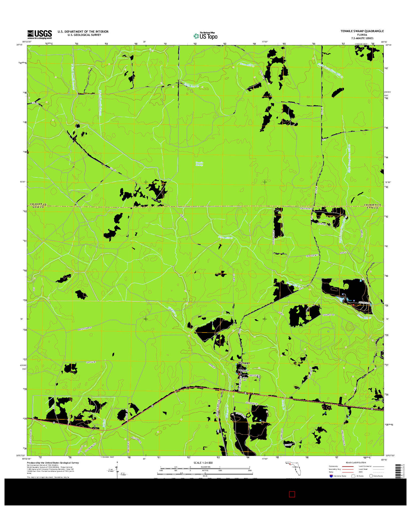 USGS US TOPO 7.5-MINUTE MAP FOR TENMILE SWAMP, FL 2015