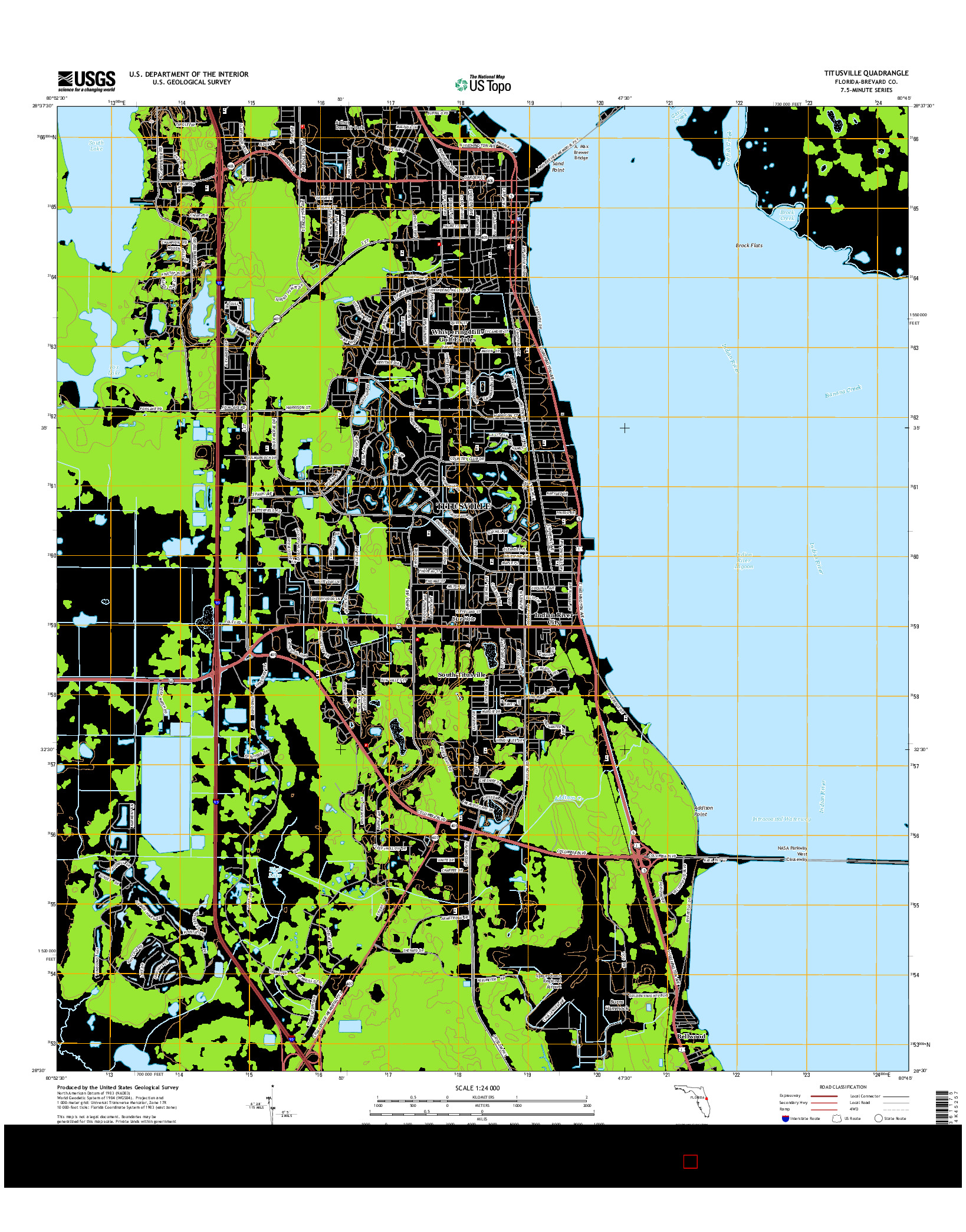 USGS US TOPO 7.5-MINUTE MAP FOR TITUSVILLE, FL 2015
