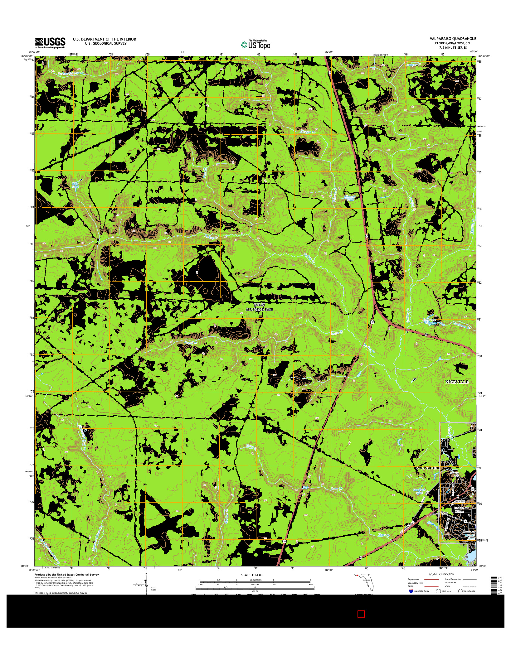 USGS US TOPO 7.5-MINUTE MAP FOR VALPARAISO, FL 2015