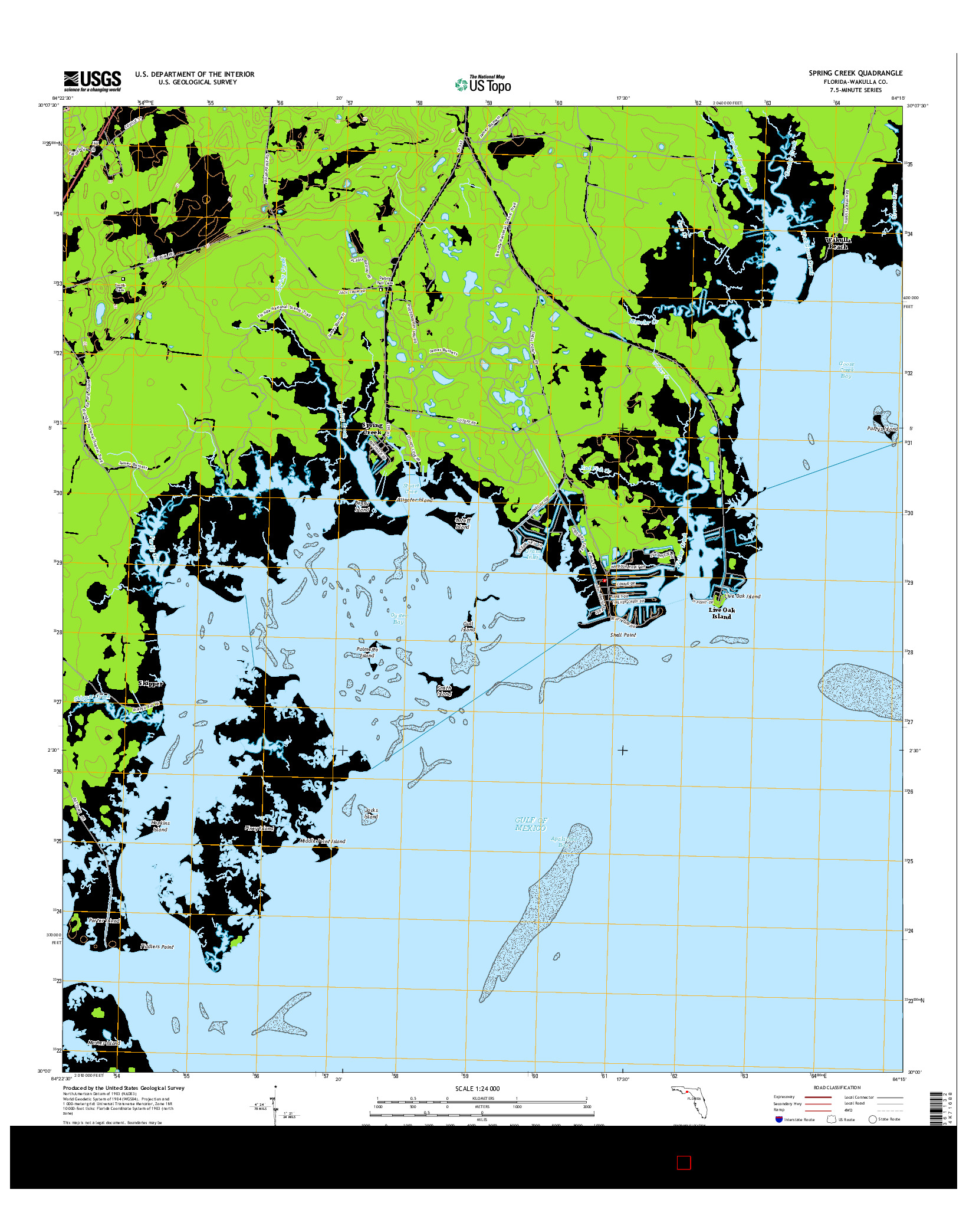 USGS US TOPO 7.5-MINUTE MAP FOR SPRING CREEK, FL 2015
