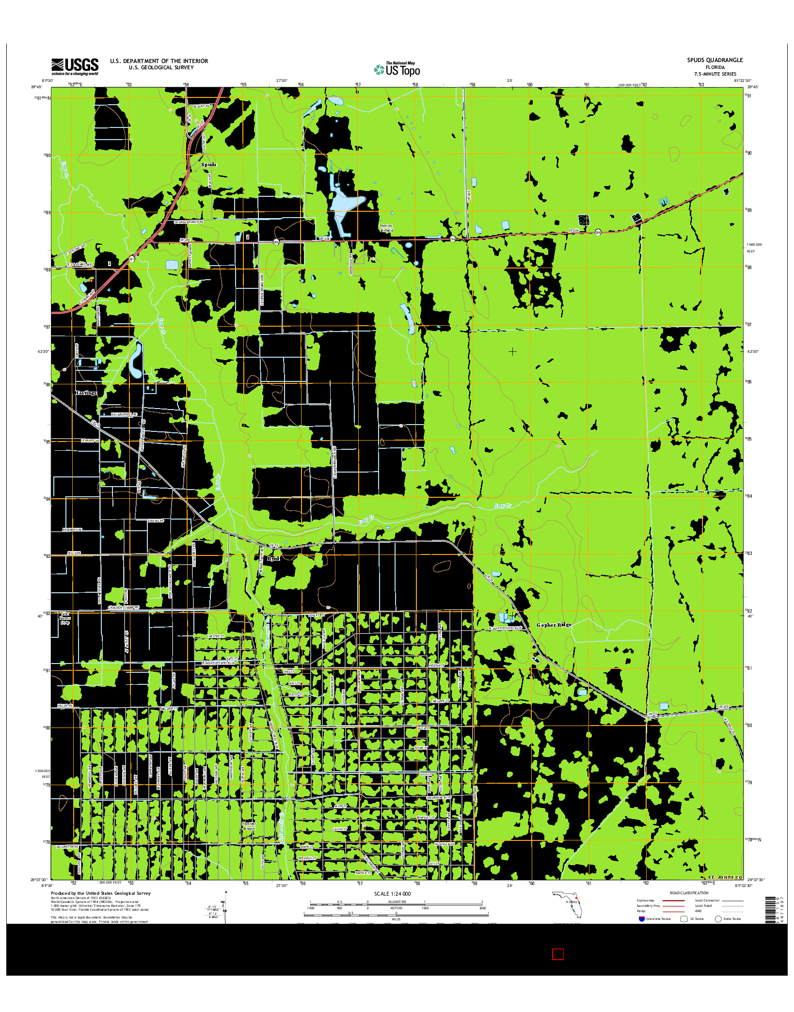 USGS US TOPO 7.5-MINUTE MAP FOR SPUDS, FL 2015
