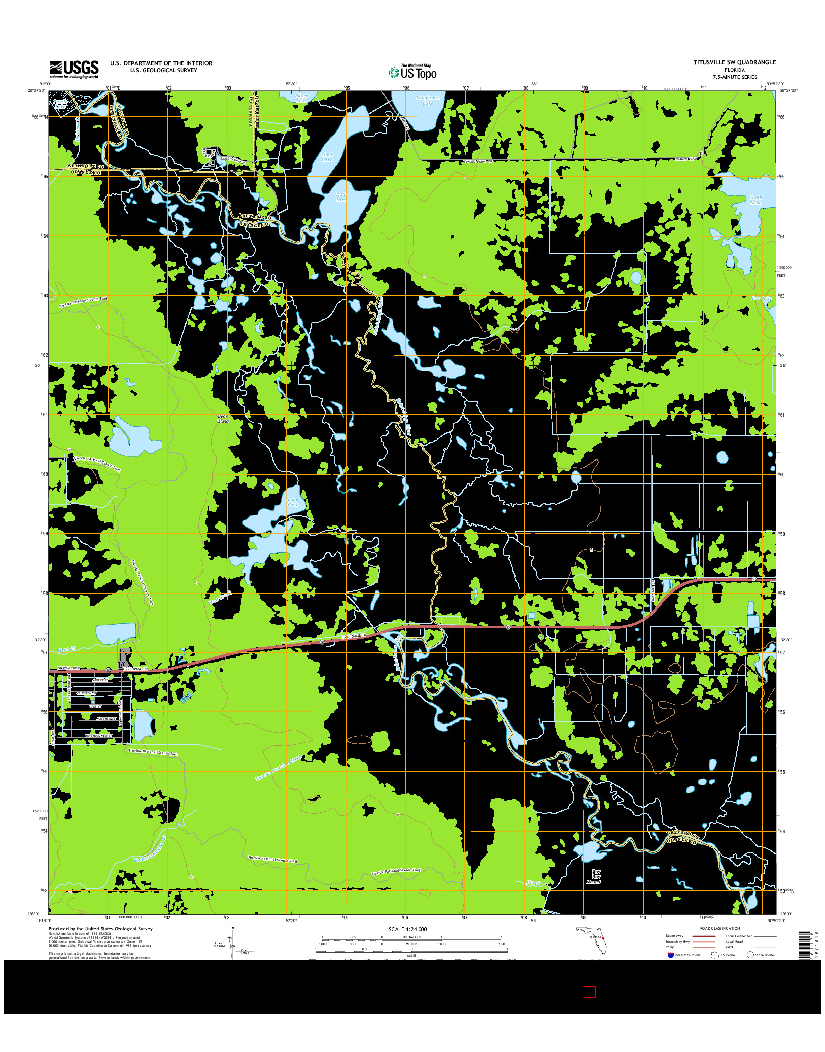 USGS US TOPO 7.5-MINUTE MAP FOR TITUSVILLE SW, FL 2015