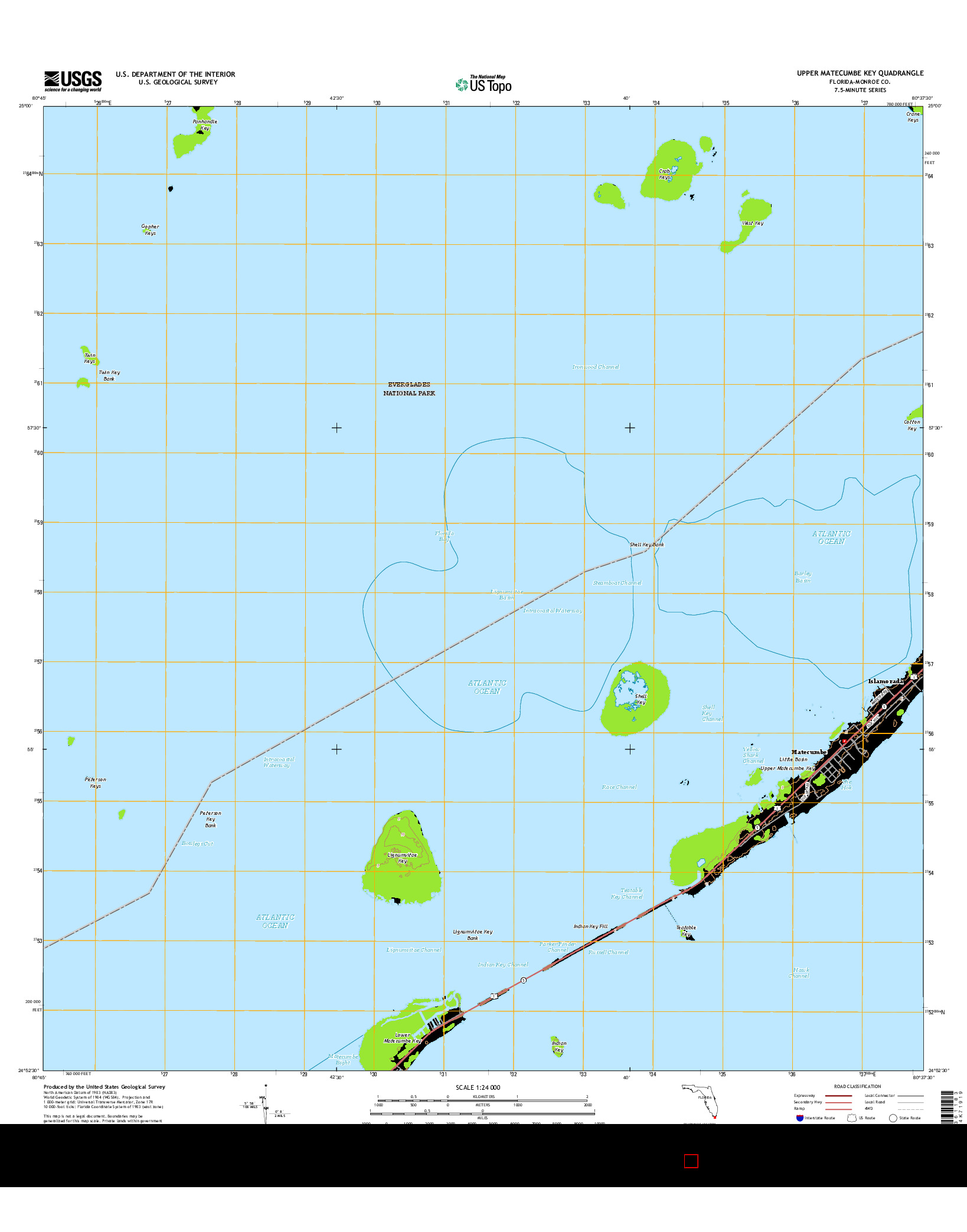 USGS US TOPO 7.5-MINUTE MAP FOR UPPER MATECUMBE KEY, FL 2015