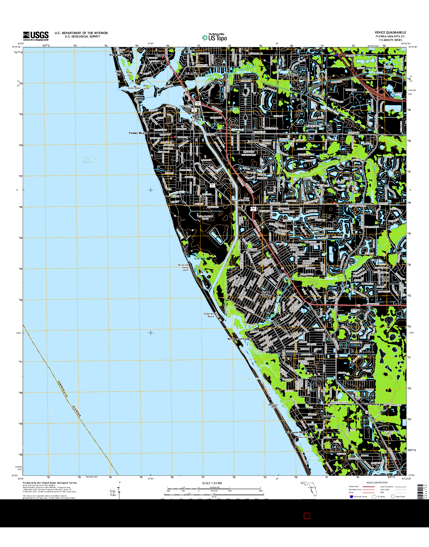 USGS US TOPO 7.5-MINUTE MAP FOR VENICE, FL 2015