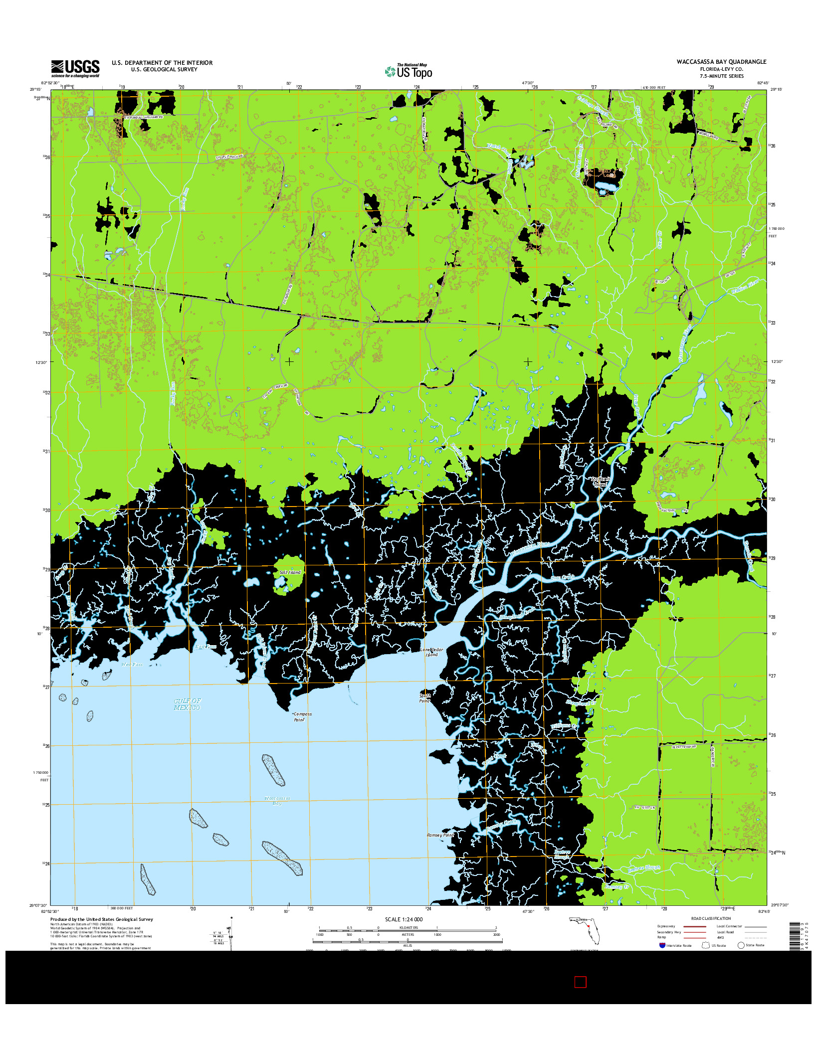 USGS US TOPO 7.5-MINUTE MAP FOR WACCASASSA BAY, FL 2015