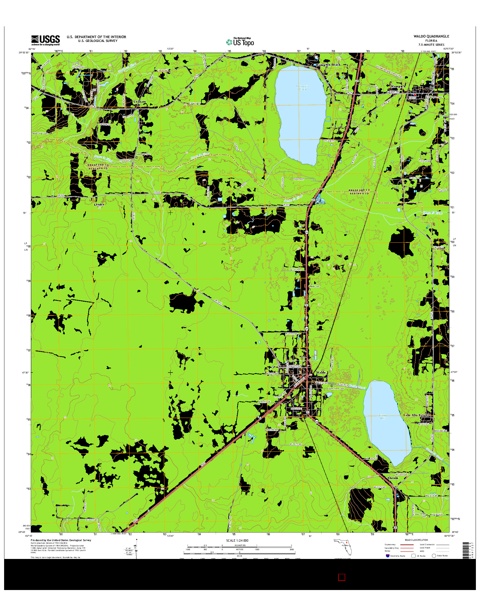 USGS US TOPO 7.5-MINUTE MAP FOR WALDO, FL 2015