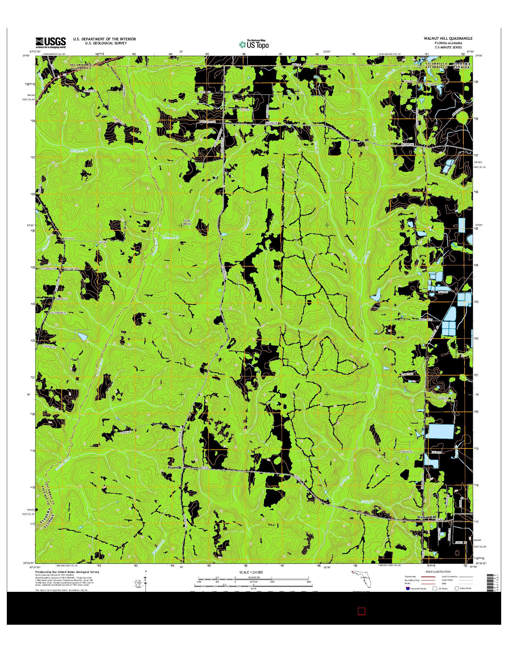 USGS US TOPO 7.5-MINUTE MAP FOR WALNUT HILL, FL-AL 2015