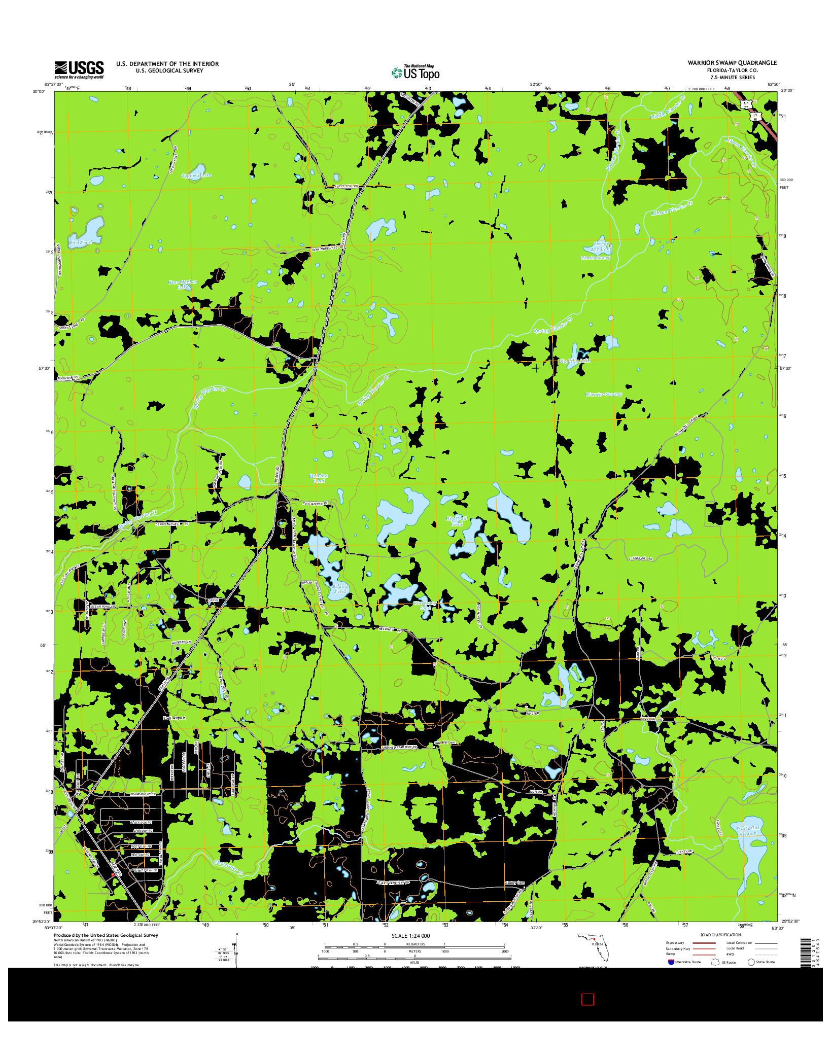 USGS US TOPO 7.5-MINUTE MAP FOR WARRIOR SWAMP, FL 2015