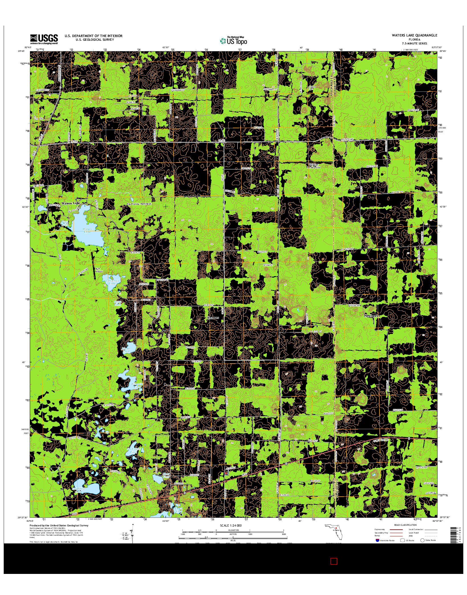 USGS US TOPO 7.5-MINUTE MAP FOR WATERS LAKE, FL 2015