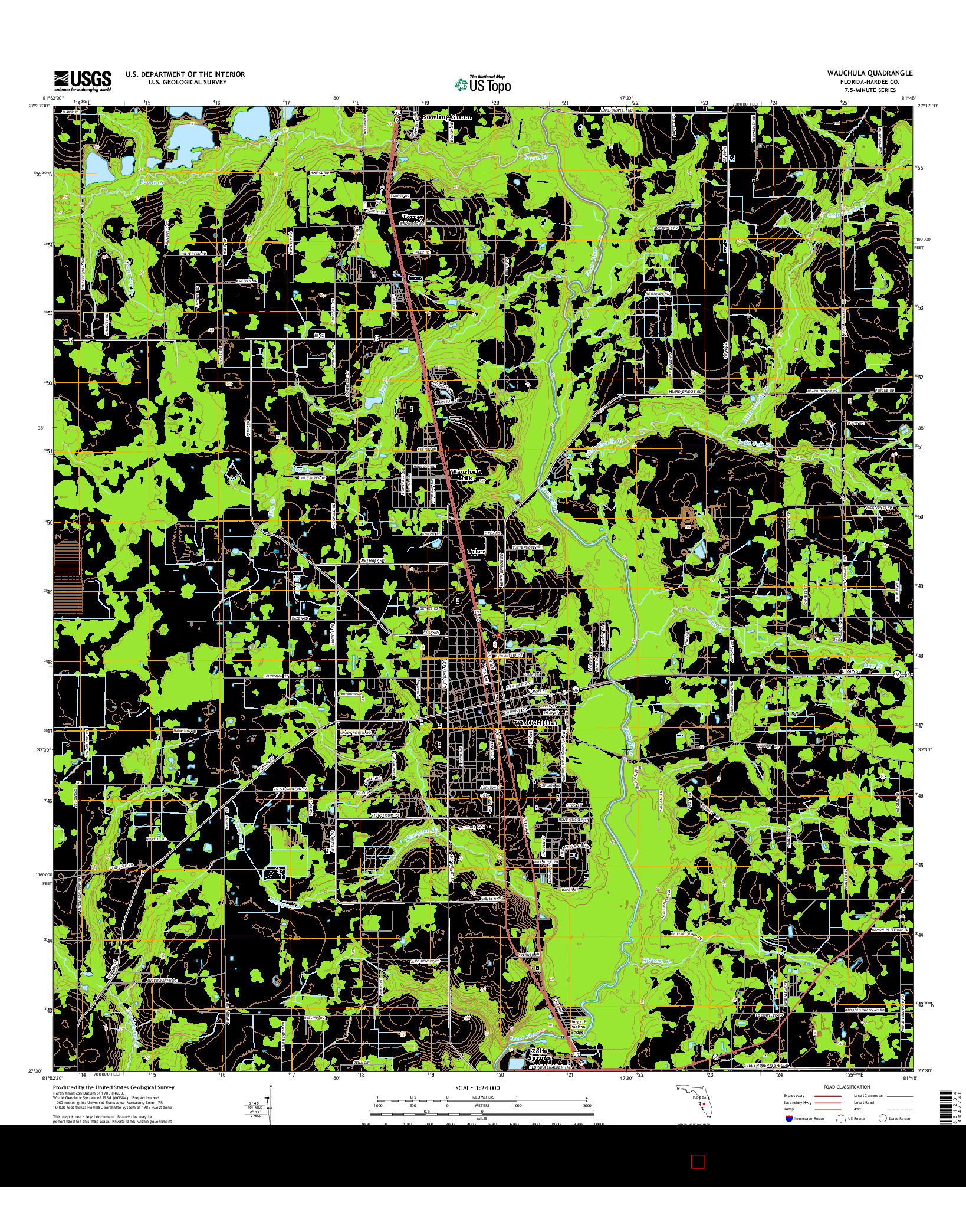 USGS US TOPO 7.5-MINUTE MAP FOR WAUCHULA, FL 2015