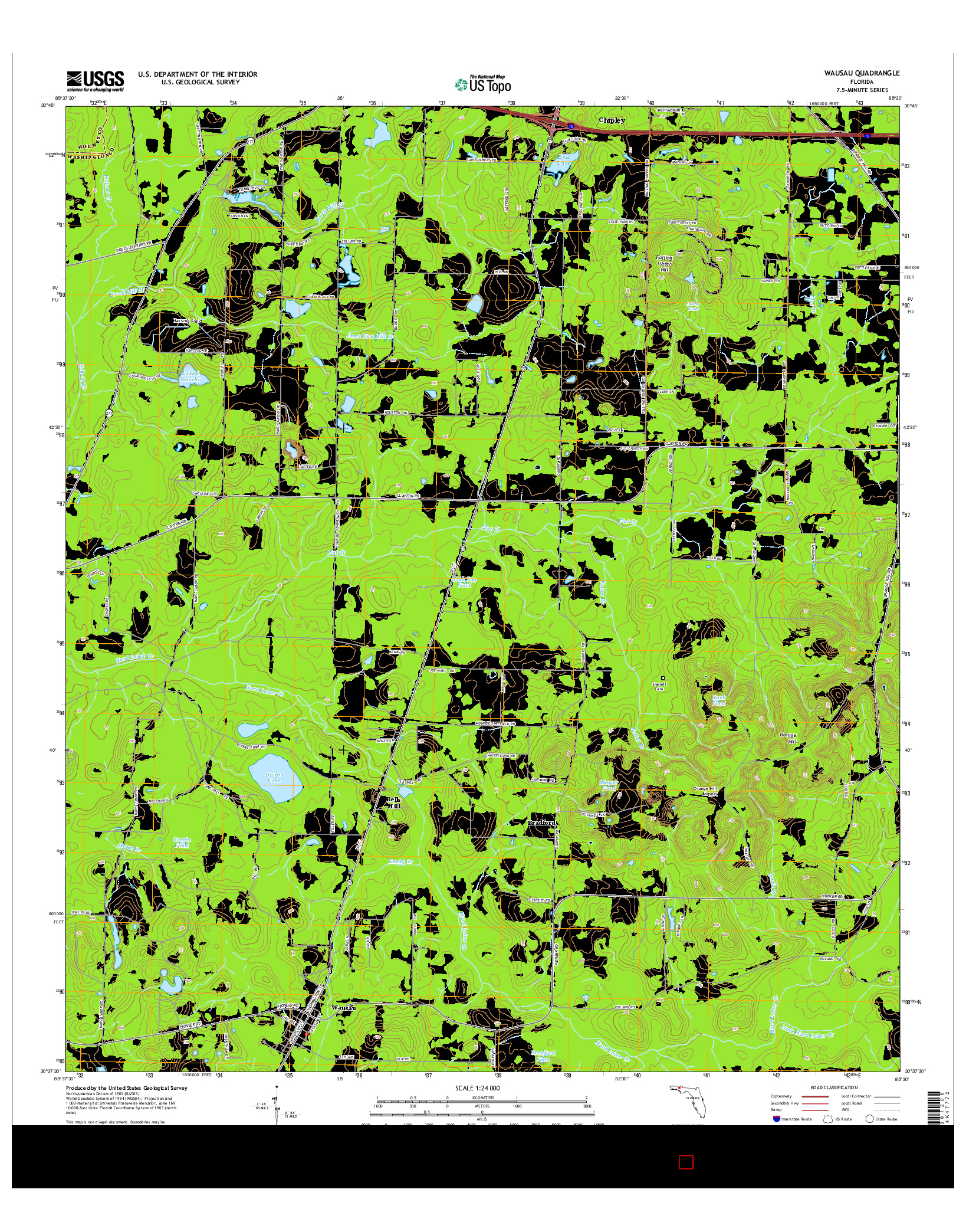 USGS US TOPO 7.5-MINUTE MAP FOR WAUSAU, FL 2015