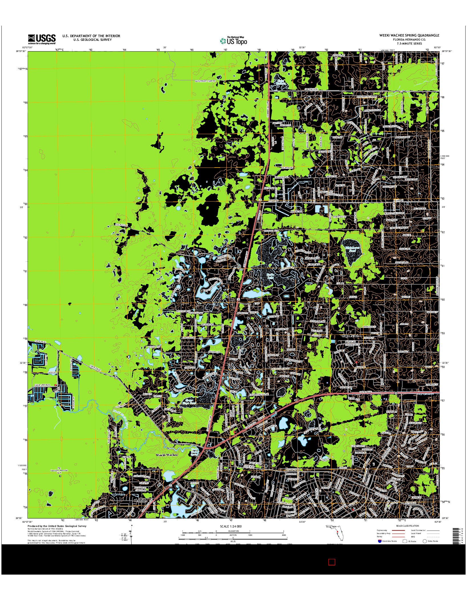 USGS US TOPO 7.5-MINUTE MAP FOR WEEKI WACHEE SPRING, FL 2015