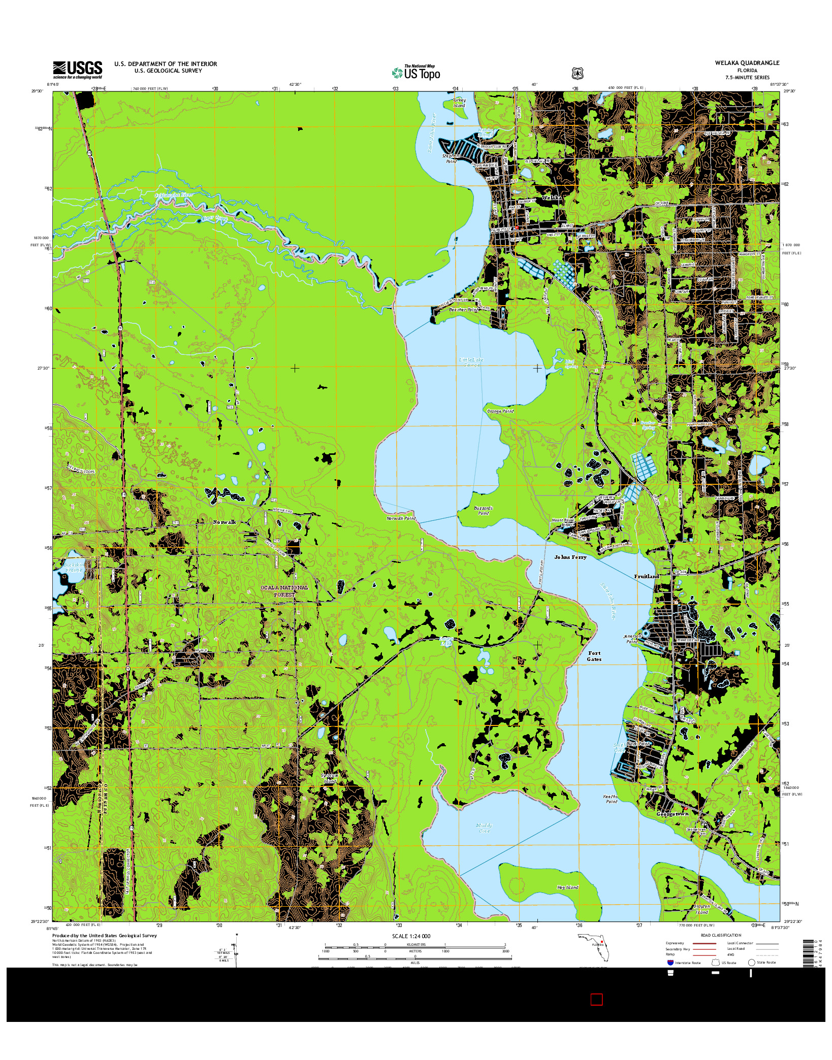 USGS US TOPO 7.5-MINUTE MAP FOR WELAKA, FL 2015