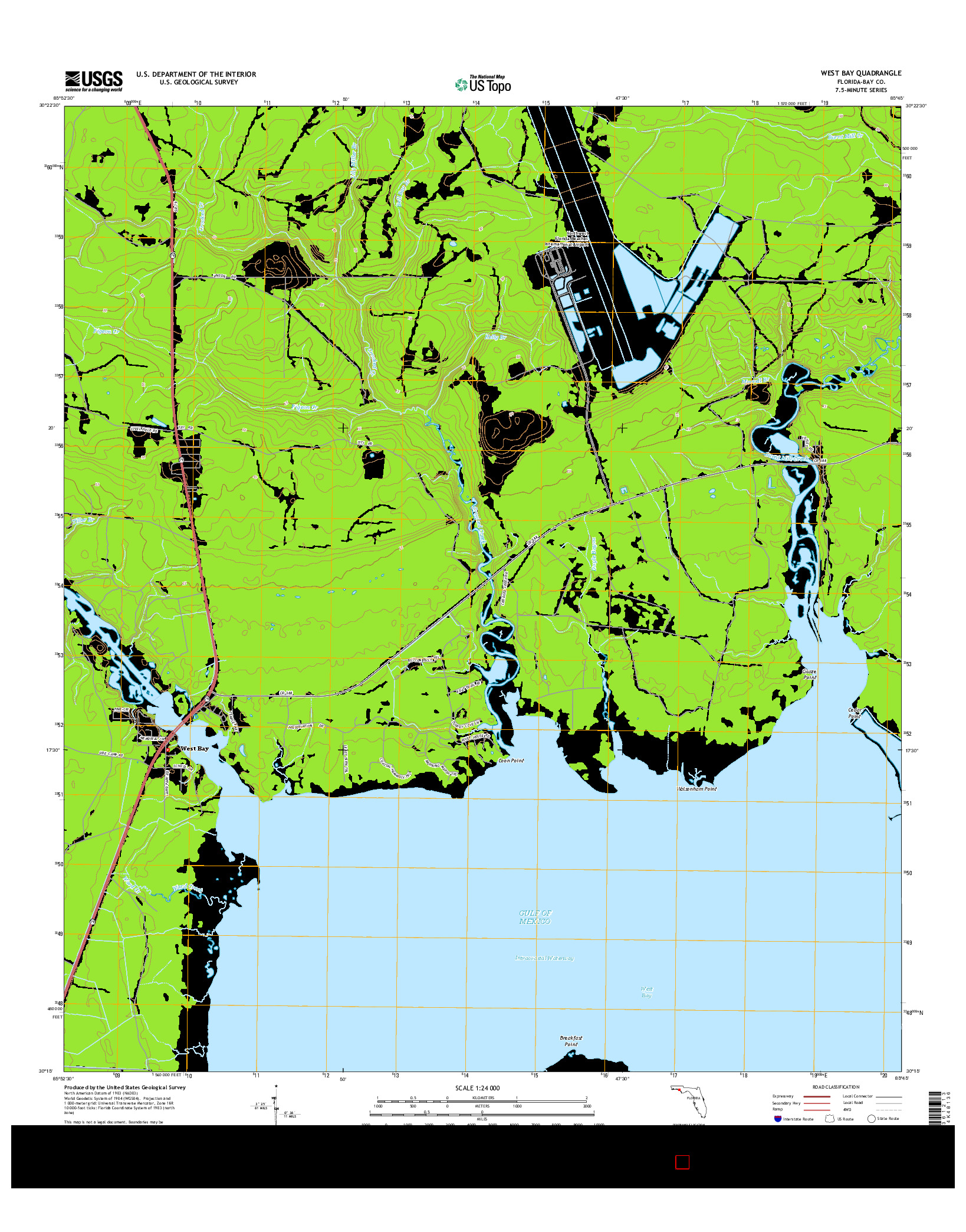 USGS US TOPO 7.5-MINUTE MAP FOR WEST BAY, FL 2015