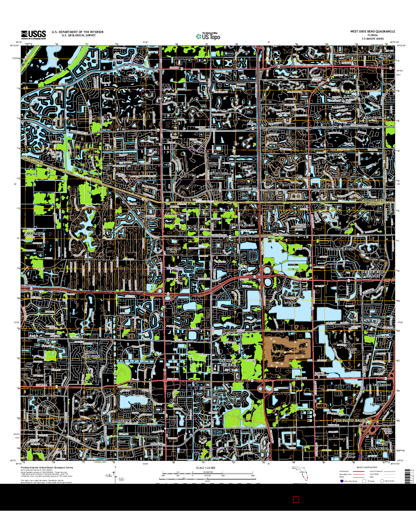 USGS US TOPO 7.5-MINUTE MAP FOR WEST DIXIE BEND, FL 2015