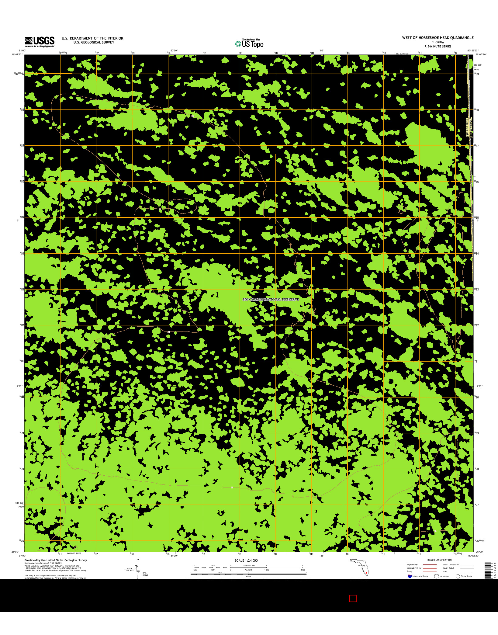 USGS US TOPO 7.5-MINUTE MAP FOR WEST OF HORSESHOE HEAD, FL 2015