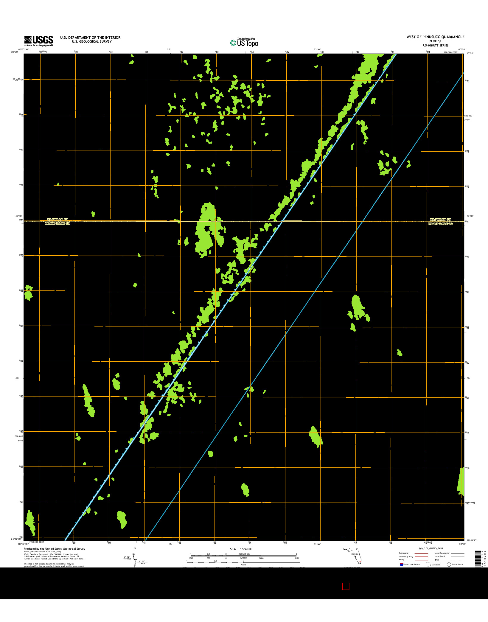 USGS US TOPO 7.5-MINUTE MAP FOR WEST OF PENNSUCO, FL 2015