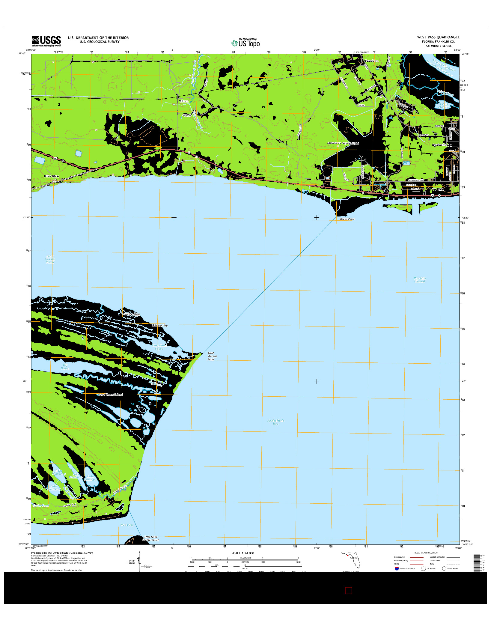 USGS US TOPO 7.5-MINUTE MAP FOR WEST PASS, FL 2015