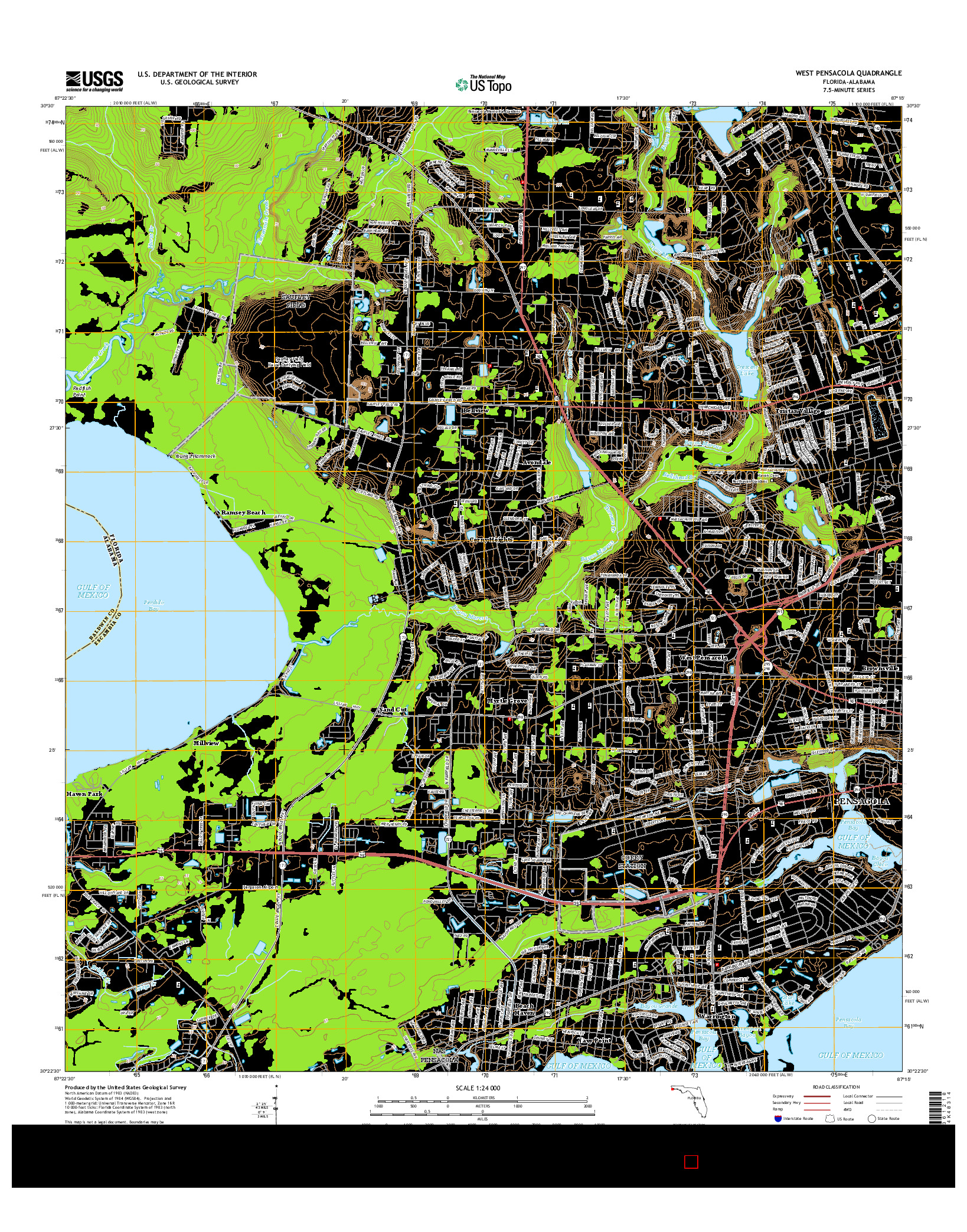 USGS US TOPO 7.5-MINUTE MAP FOR WEST PENSACOLA, FL-AL 2015