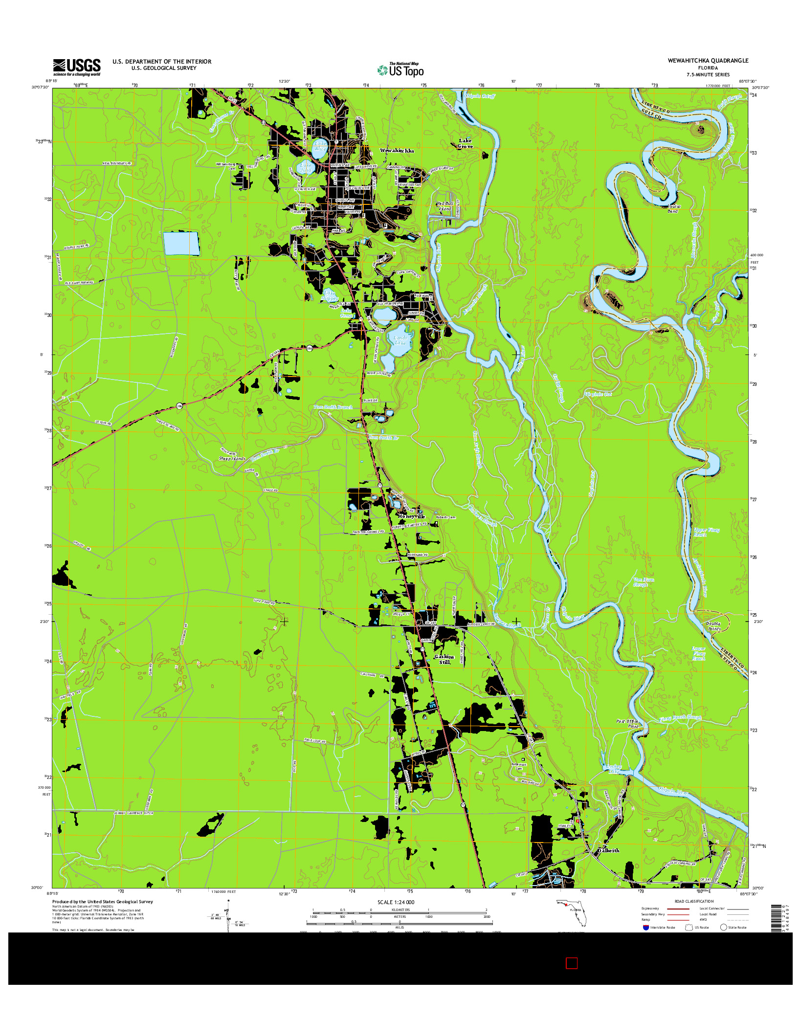 USGS US TOPO 7.5-MINUTE MAP FOR WEWAHITCHKA, FL 2015