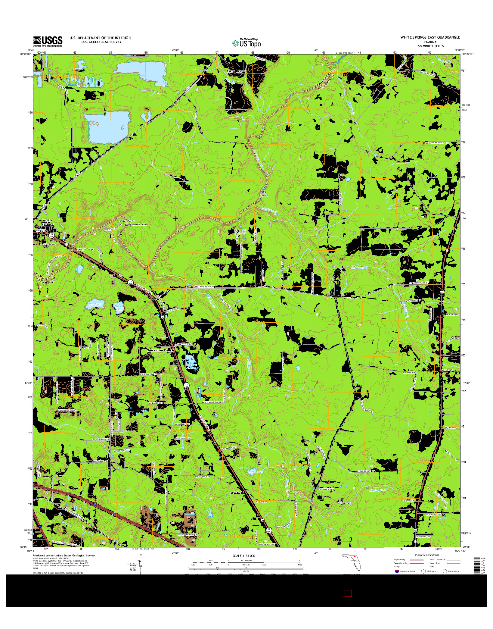 USGS US TOPO 7.5-MINUTE MAP FOR WHITE SPRINGS EAST, FL 2015
