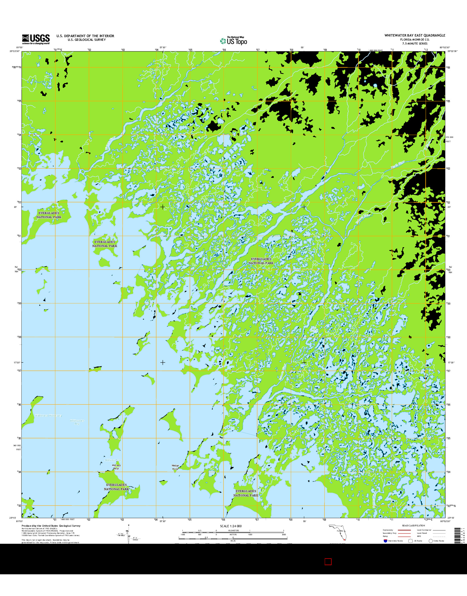 USGS US TOPO 7.5-MINUTE MAP FOR WHITEWATER BAY EAST, FL 2015